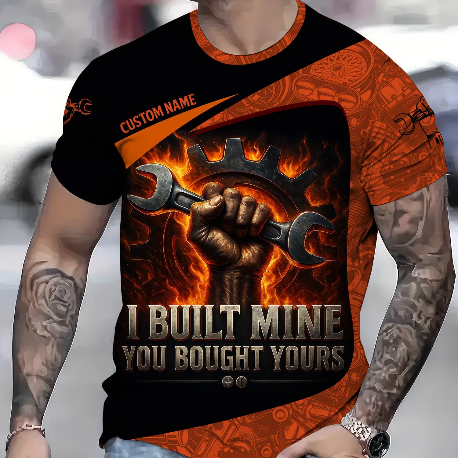 Blisscorners Personalized Mechanic Shirt, I Built Mine You Bought Yours, Flame Design, Gift For Men