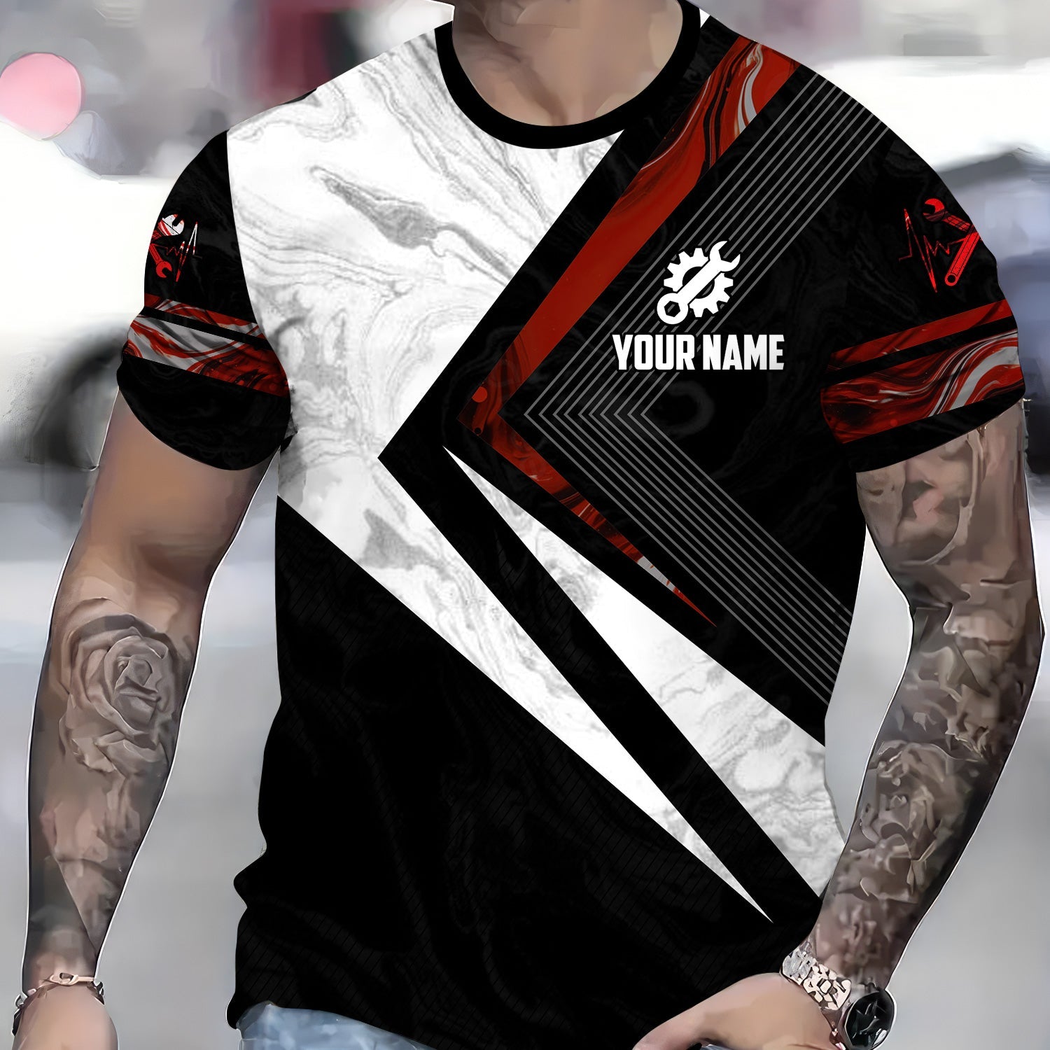 Blisscorners Custom Name Mechanic Shirt Mechanic Heart Fire Printed Mechanic T Shirt