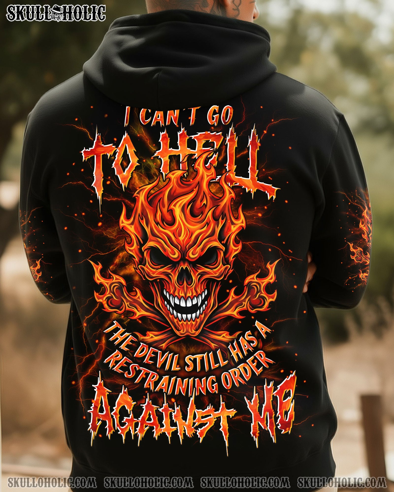 BLISSCORNERS I CAN'T GO TO HELL FIRE SKULL ALL OVER PRINT