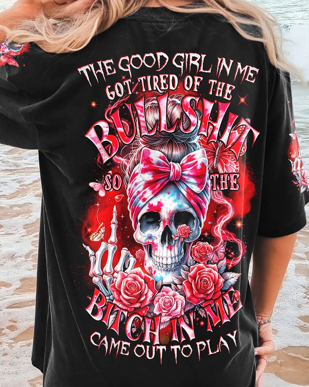 BLISSCORNERS JUDGE ME WHEN SKULL MESSY BUN ALL OVER PRINT