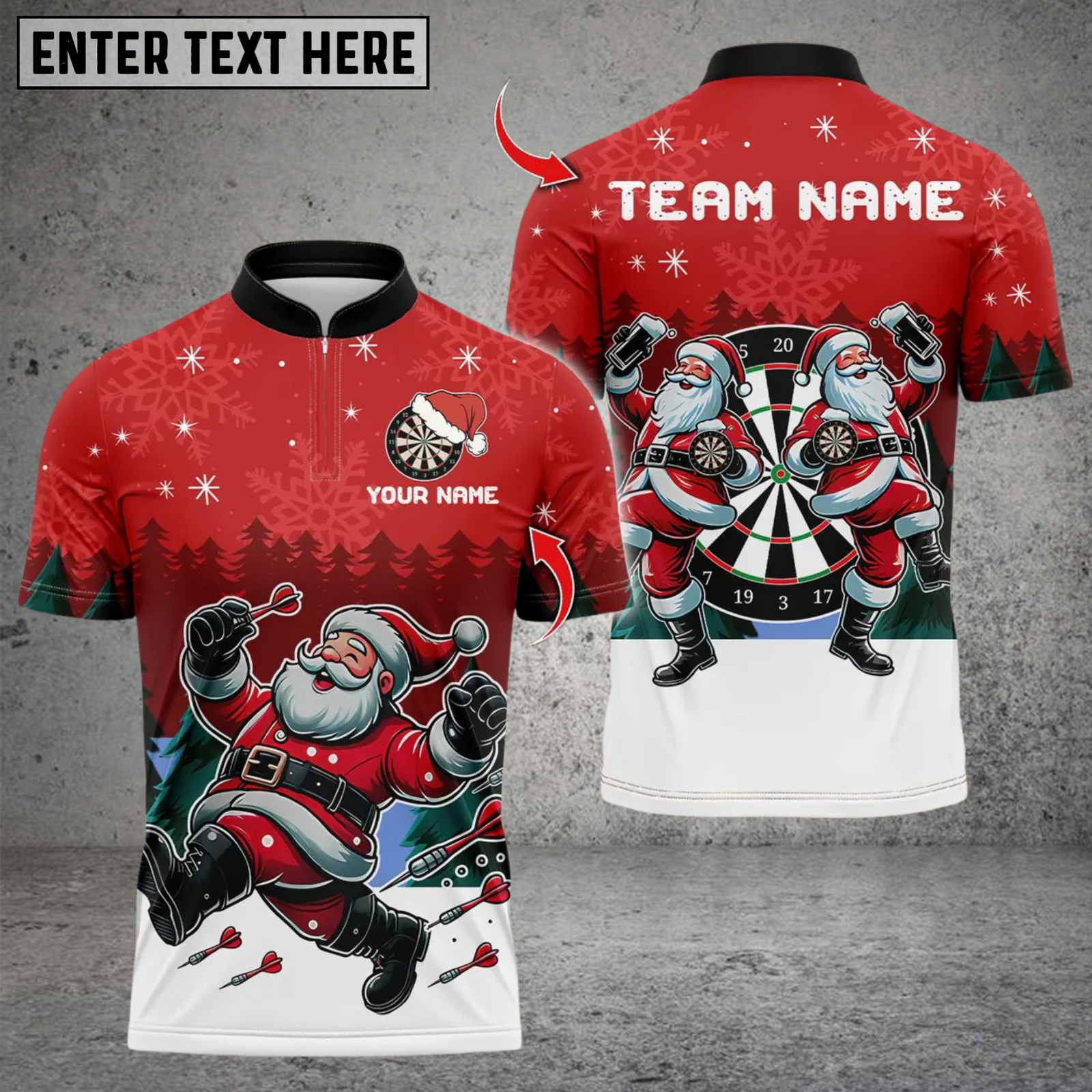 Blisscorners Funny Santa Playing Darts Personalized Name 3D Unisex Shirt