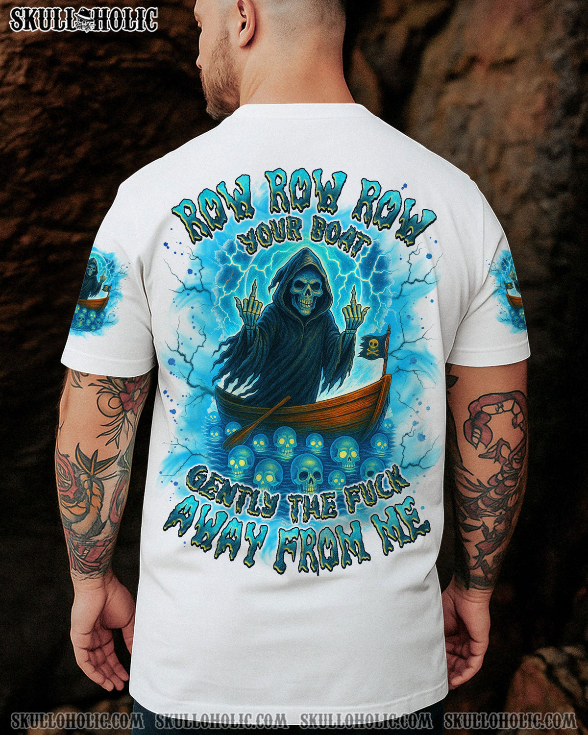BLISSCORNERS ROW ROW ROW YOUR BOAT REAPER SKULL ALL OVER PRINT