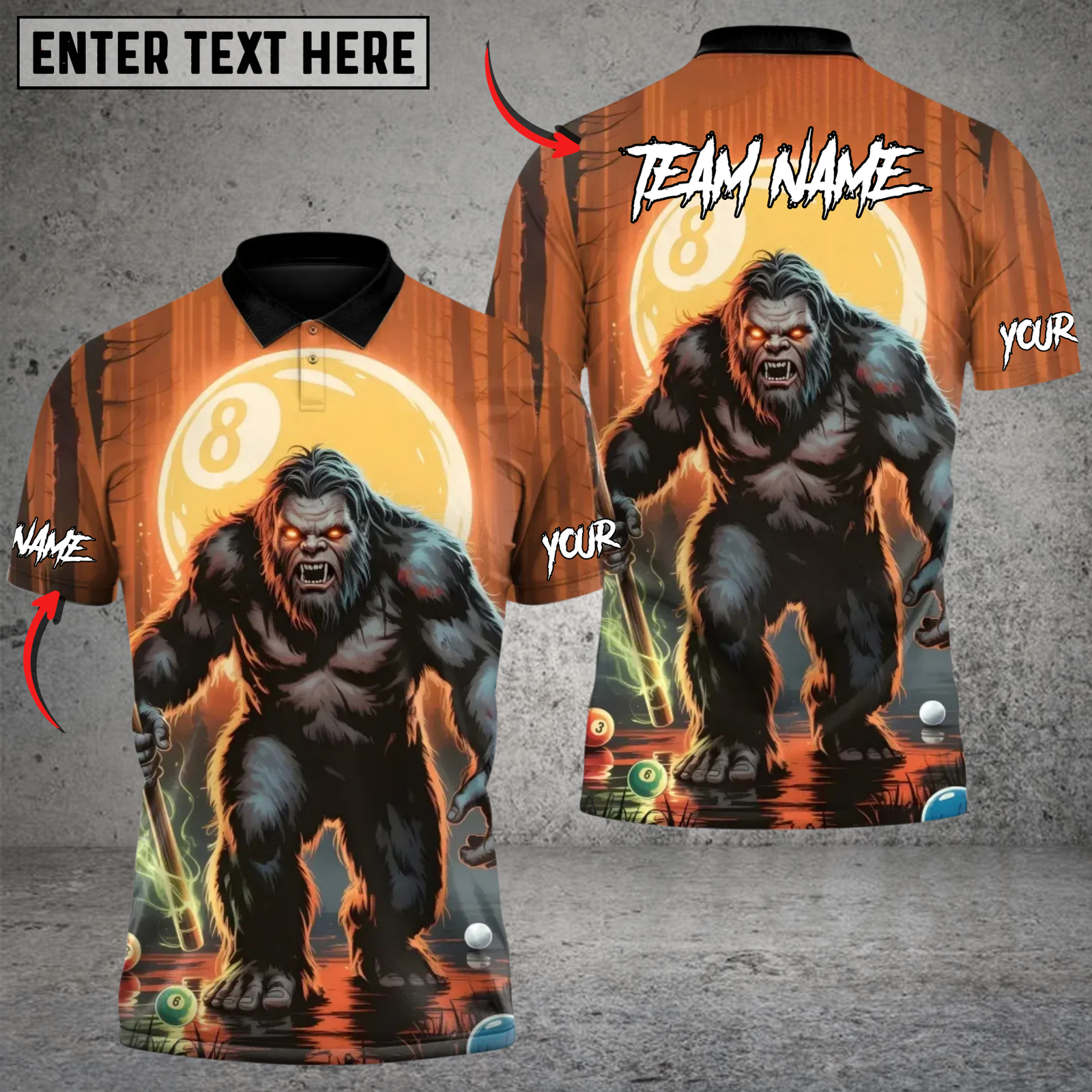 Blisscorners Billiard Bigfoot Breaker Personalized Name 3D Unisex Shirt