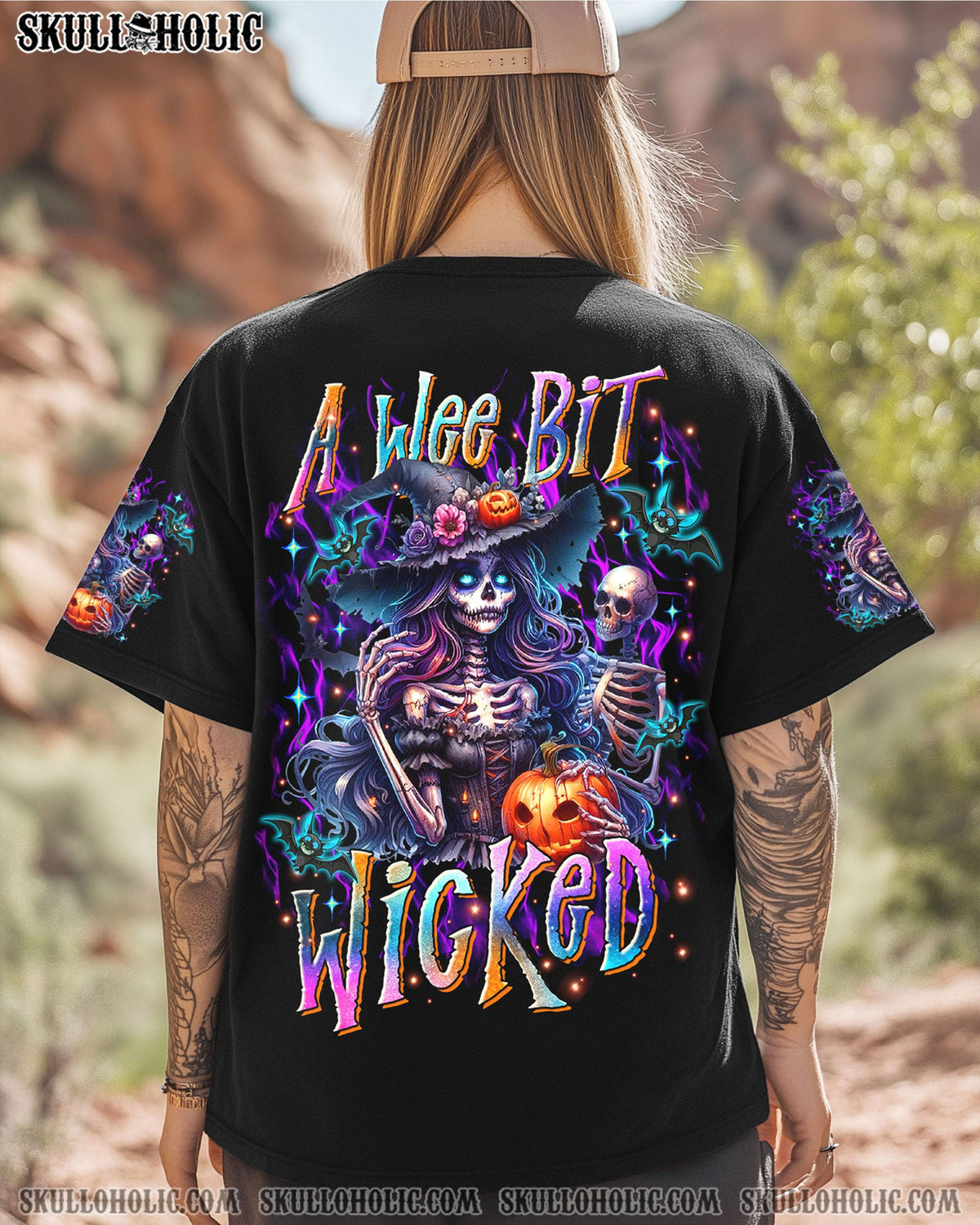 BLISSCORNERS A WEE BIT WICKED SKELETON LADY HALLOWEEN ALL OVER PRINT