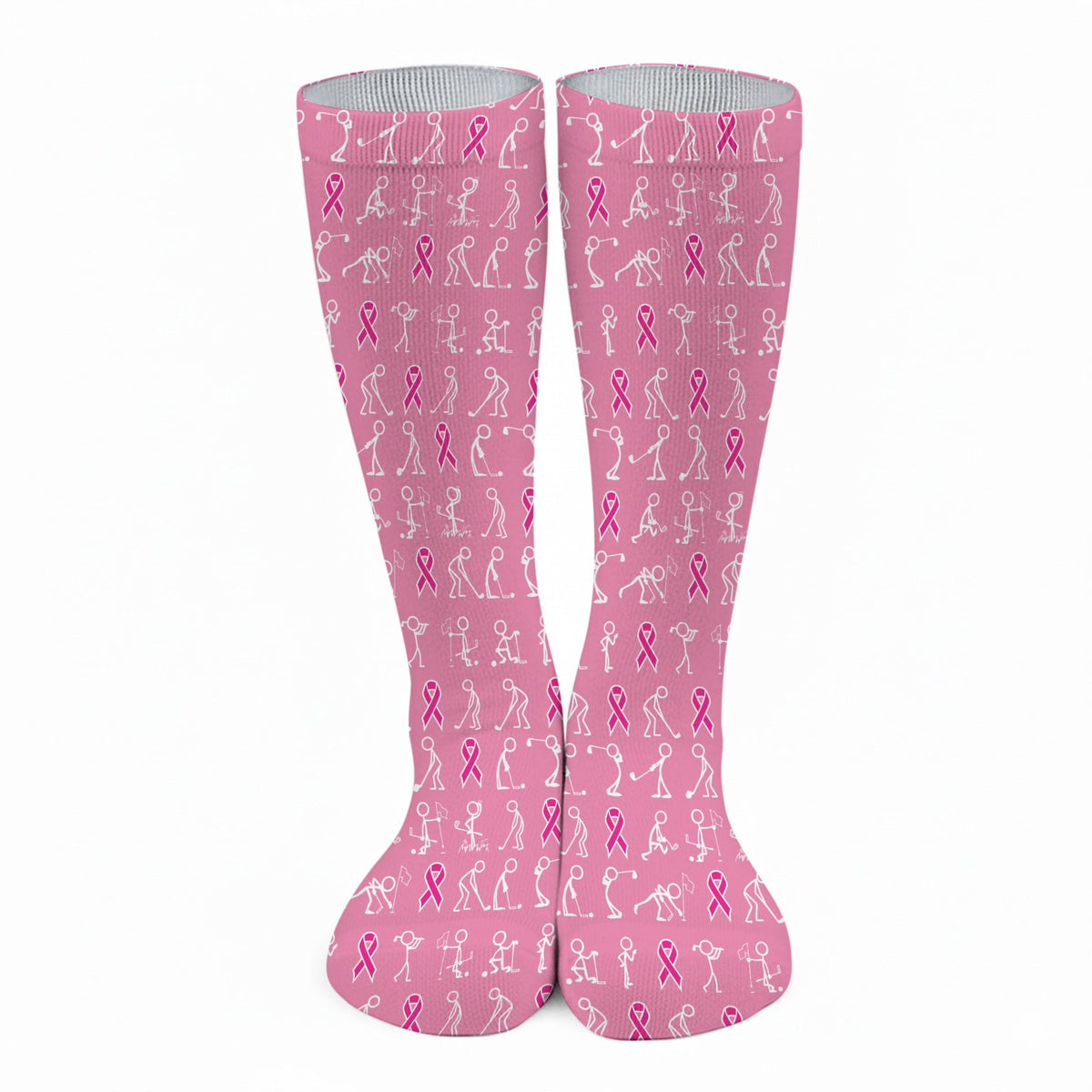 Blisscorners Breast Cancer Stick Figure Pink Golf Socks, Christmas Golf Gift, Golfing ApparelLM2611