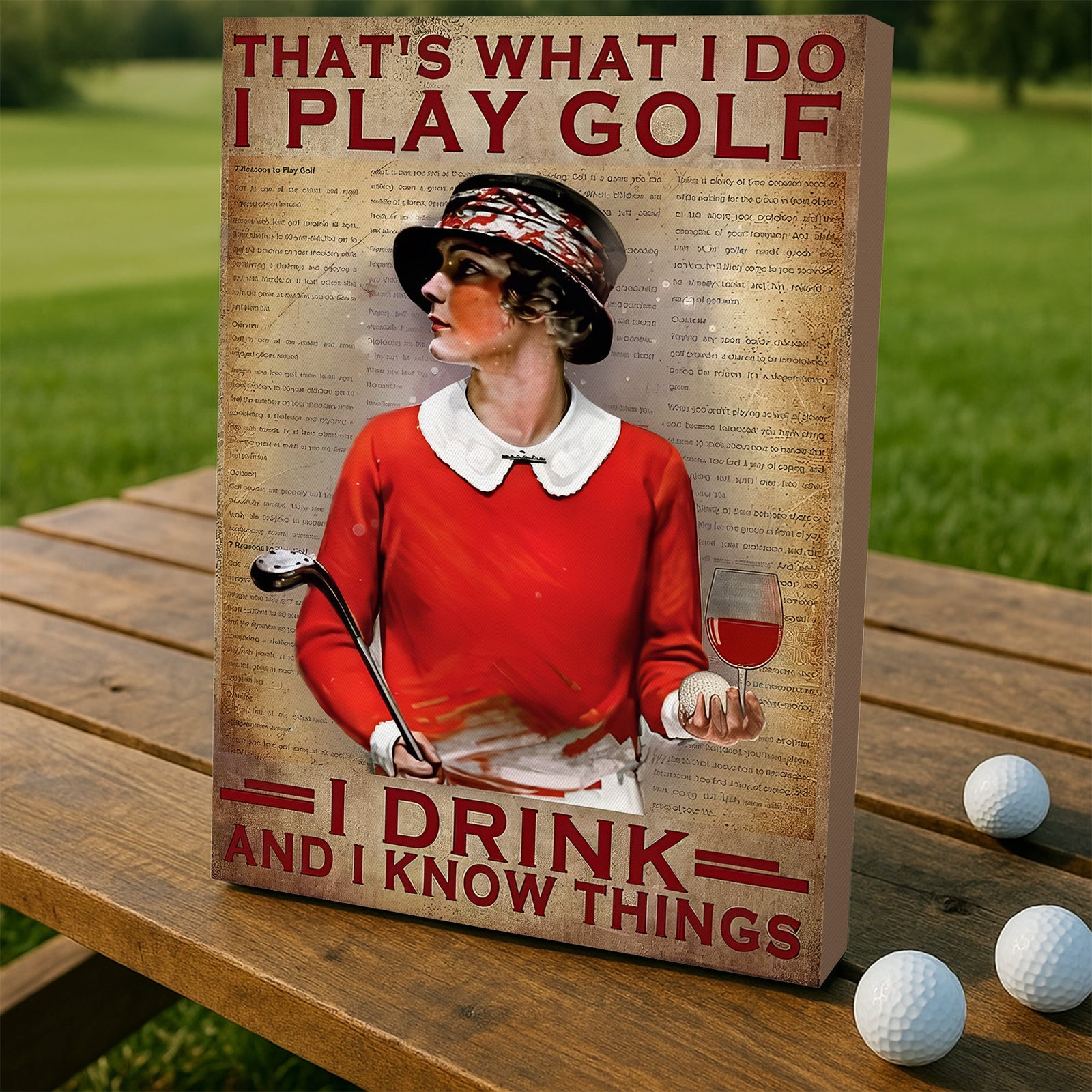Blisscorners That's What I Do I Play Golf I Drink And I Know Things Canvas Wall Art, Golf Decor, Gift For Golf Lovers LM2611