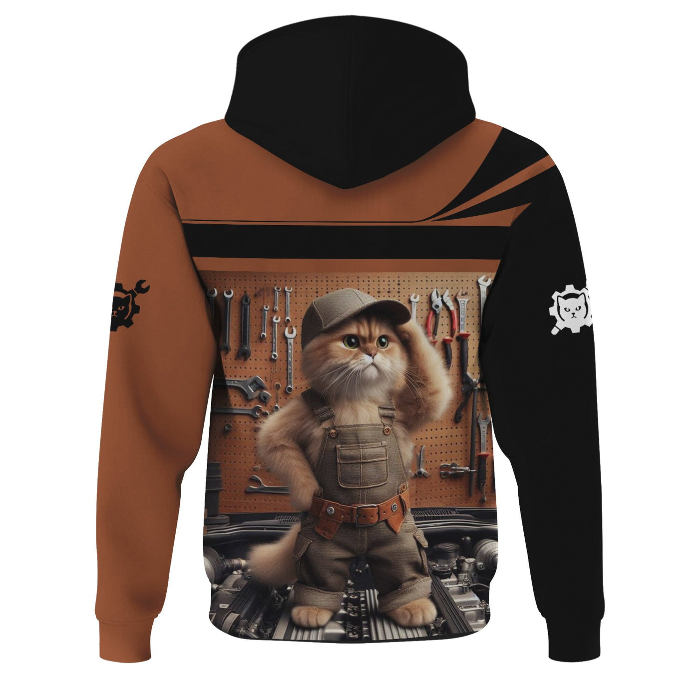 Blisscorners Custom Name Funny Mechanic Cat Wearing Uniform Shirt All Over Printed Mechanic T Shirt