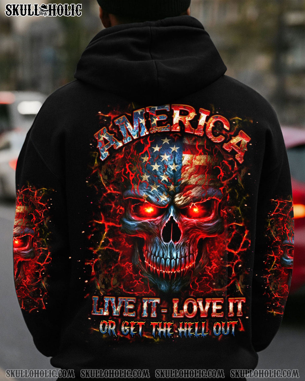 BLISSCORNERS AMERICA LIVE IT LOVE IT OR GET THE HELL OUT ALL OVER PRINT