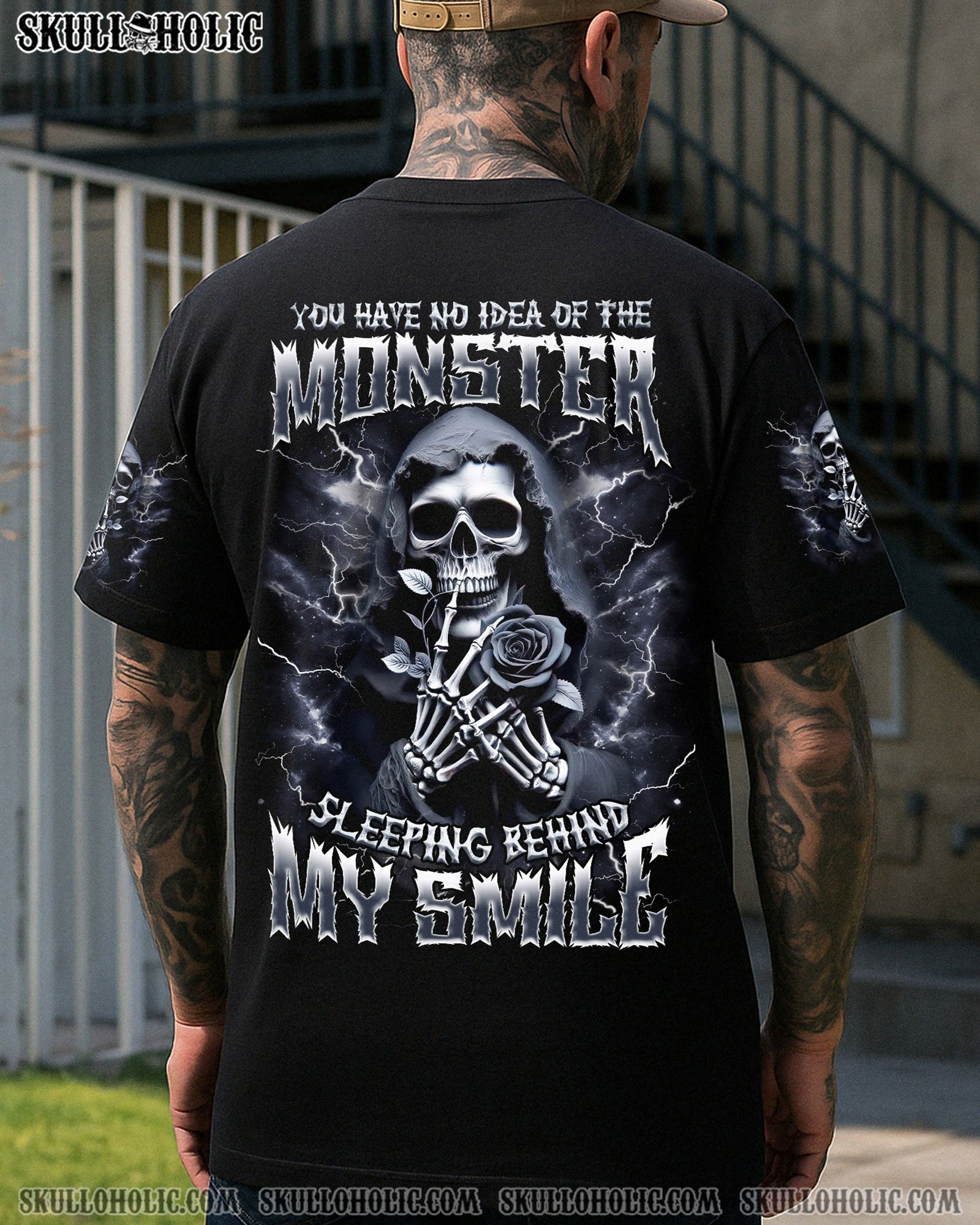 BLISSCORNERS THE MONSTER SLEEPING BEHIND MY SMILE SKULL ALL OVER PRINT