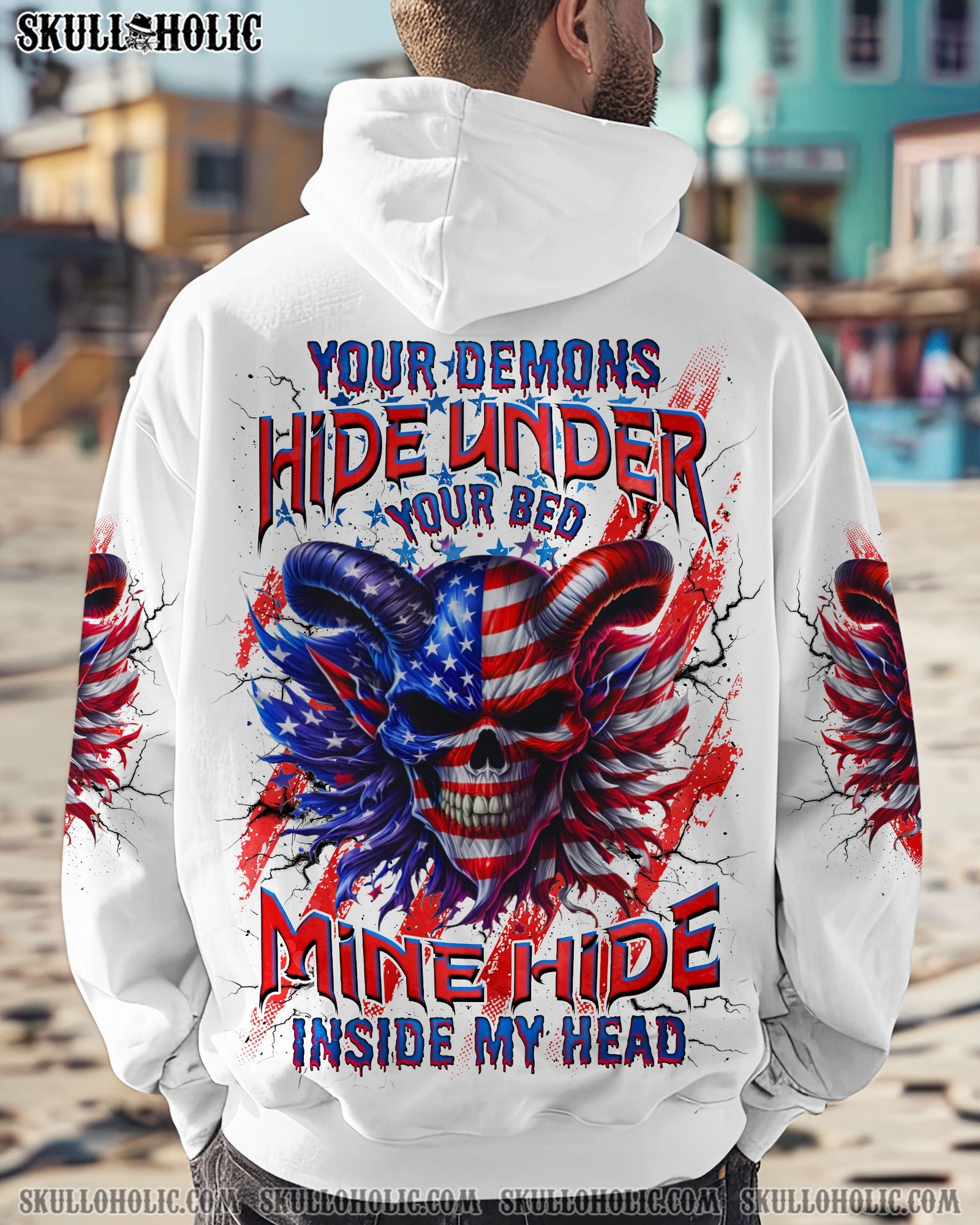 BLISSCORNERS YOUR DEMONS HIDE UNDER YOUR BED SKULL ALL OVER PRINT