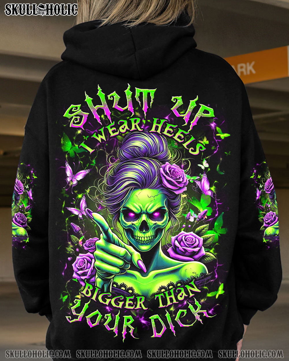 BLISSCORNERS SHUT UP SKULL PURPLE ROSE ALL OVER PRINT