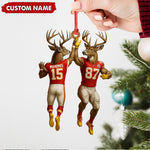 Blisscorners Personalized Football Christmas Ornament, Custom Name Deer Players Red Jersey, Funny Kansas City Football Fan Gift Decoration