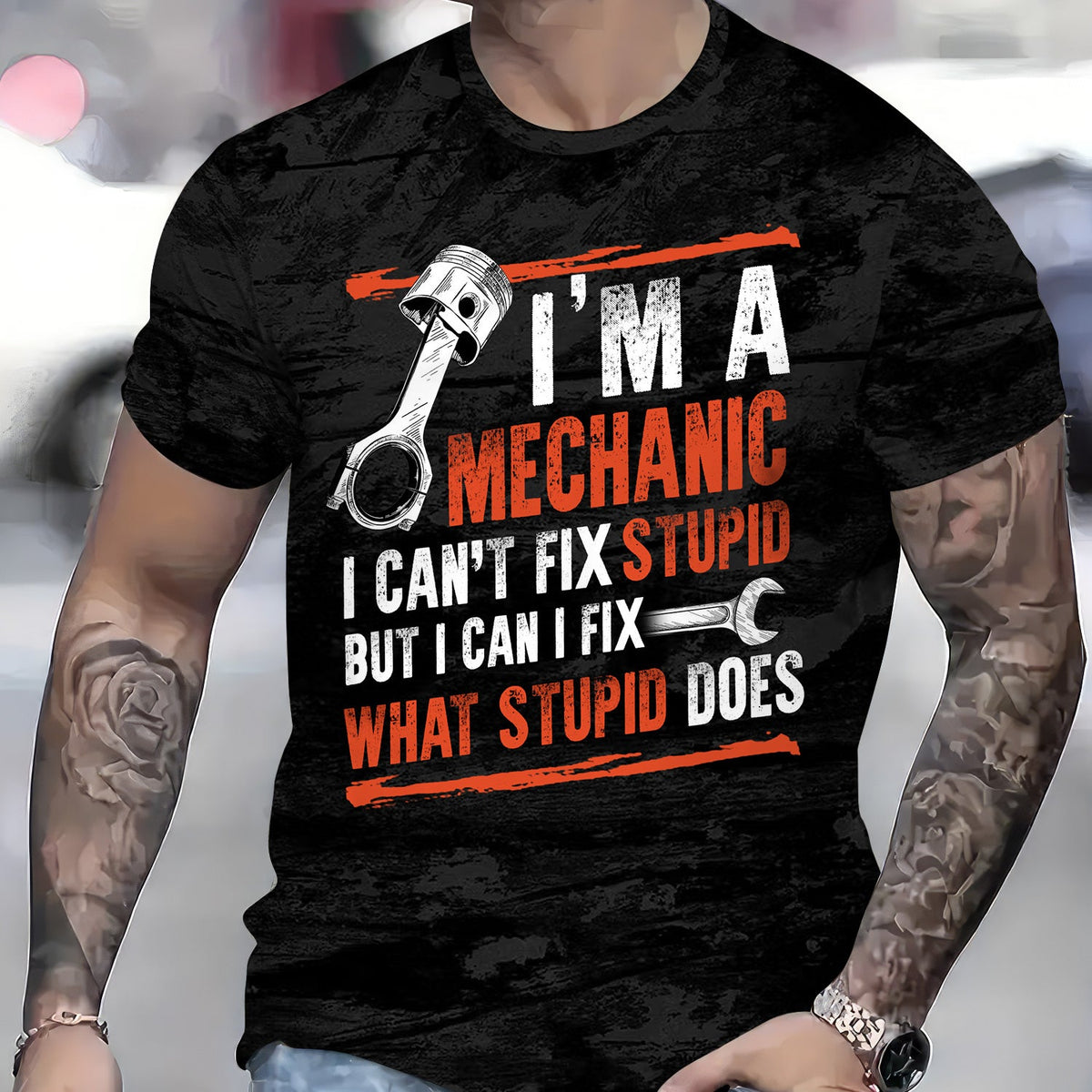 Blisscorners Funny Vintage Mechanic Shirt I'm A Mechanic I Can't FIX Stupid Black Unisex T Shirt