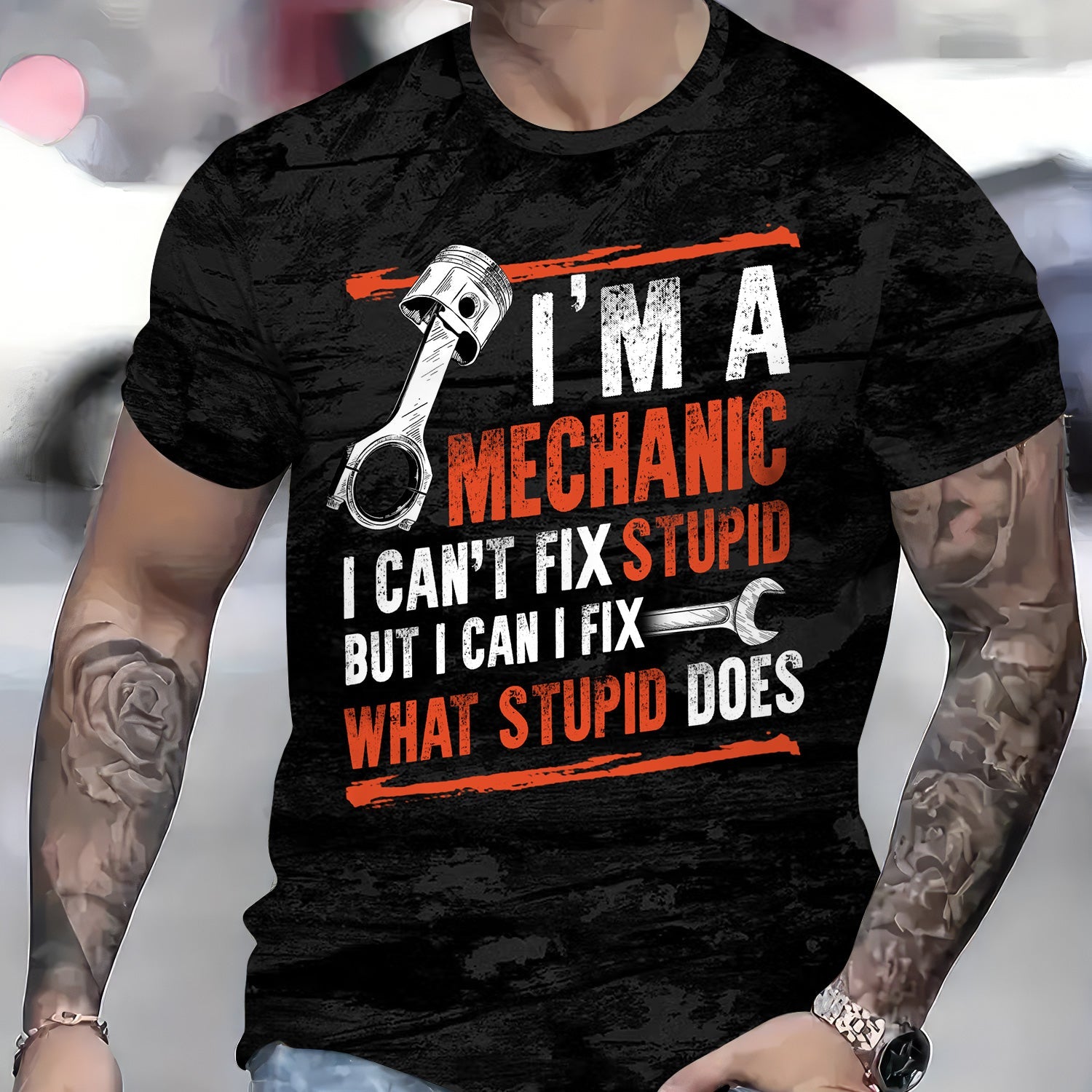 Blisscorners Funny Vintage Mechanic Shirt I'm A Mechanic I Can't FIX Stupid Black Unisex T Shirt