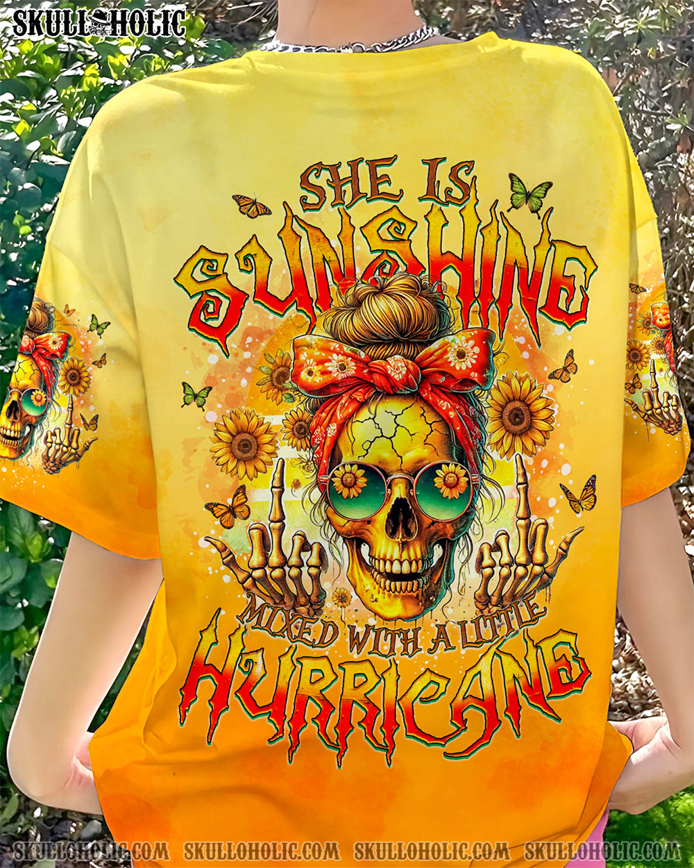 BLISSCORNERS THE GOOD GIRL IN ME MESSY BUN SKULL ALL OVER PRINT