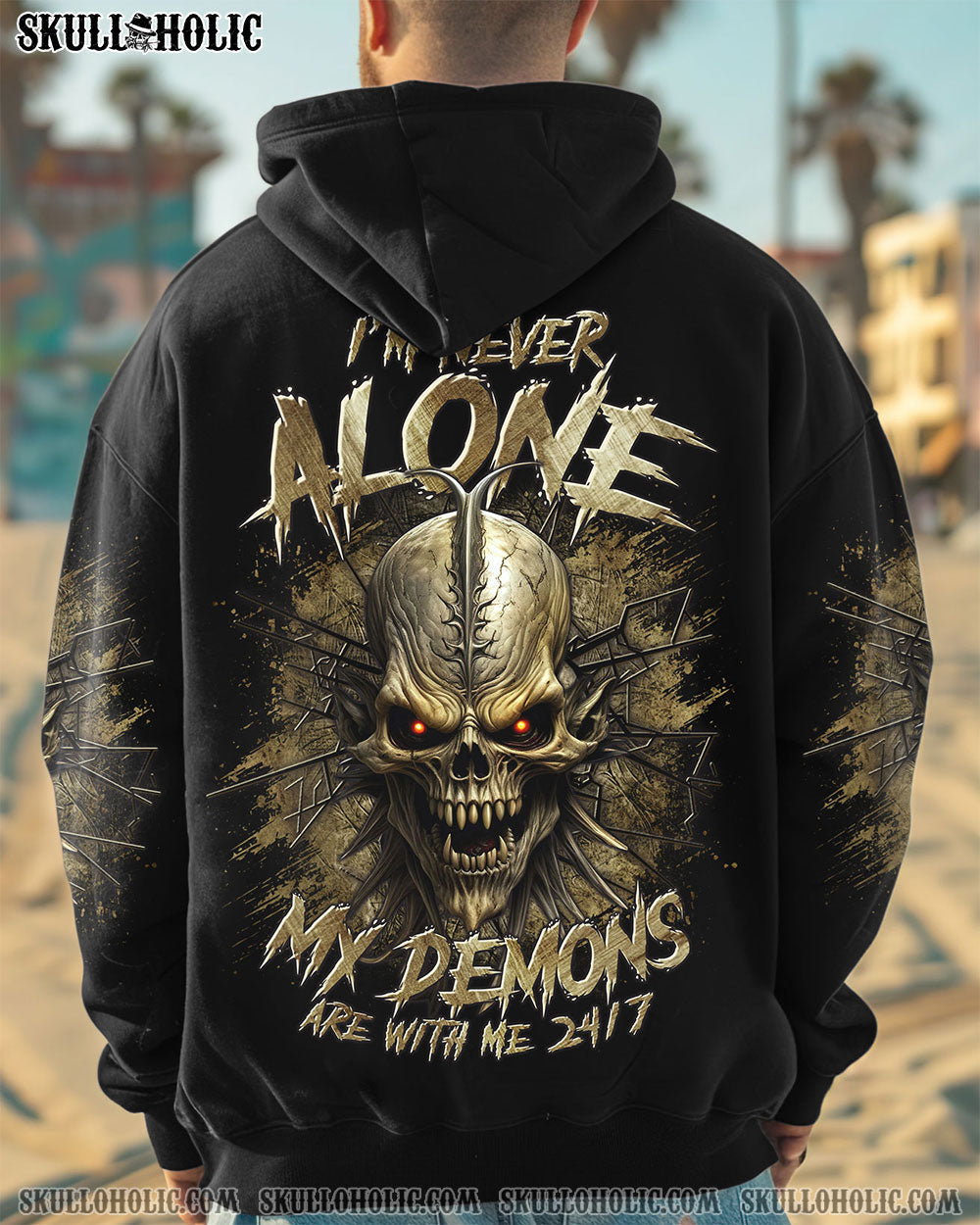 BLISSCORNERS I'M NEVER ALONE MY DEMONS ARE WITH ME 24/7 ALL OVER PRINT