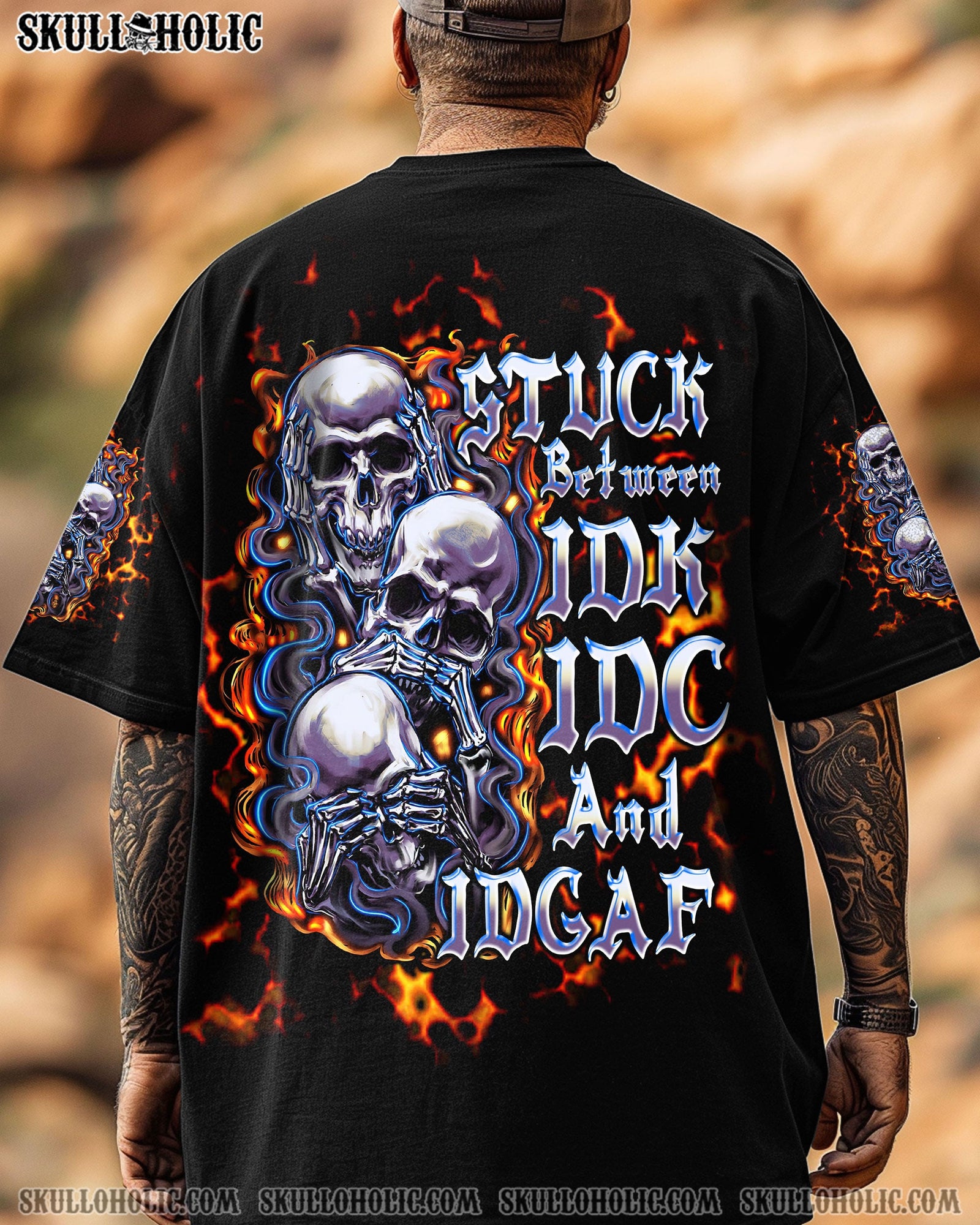 BLISSCORNERS STUCK BETWEEN IDK IDC AND IDGAF SKULL ALL OVER PRINT