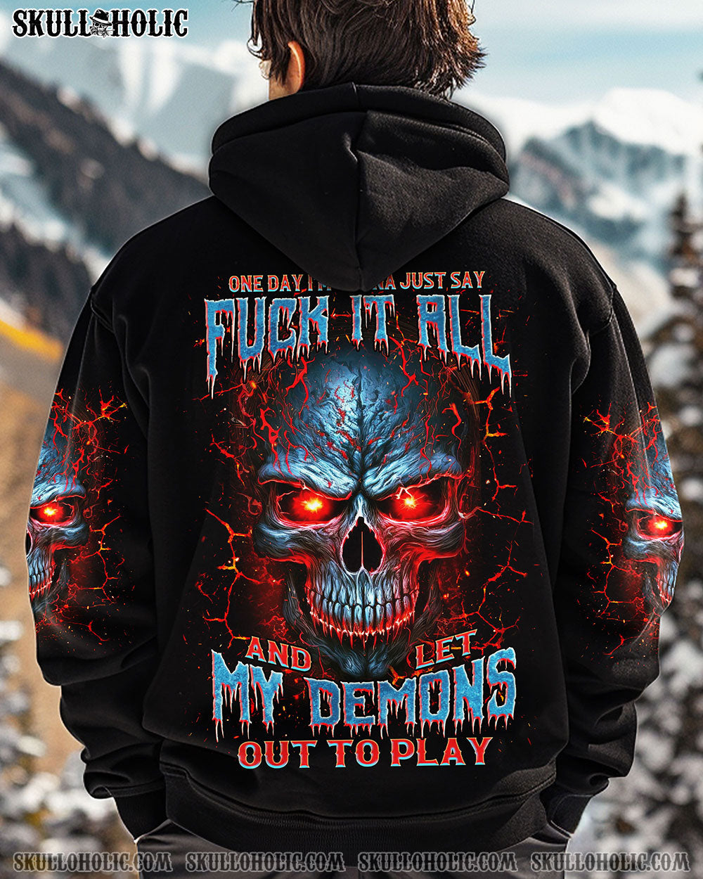 BLISSCORNERS ONE DAY I'M GONNA JUST SAY DEMON SKULL ALL OVER PRINT