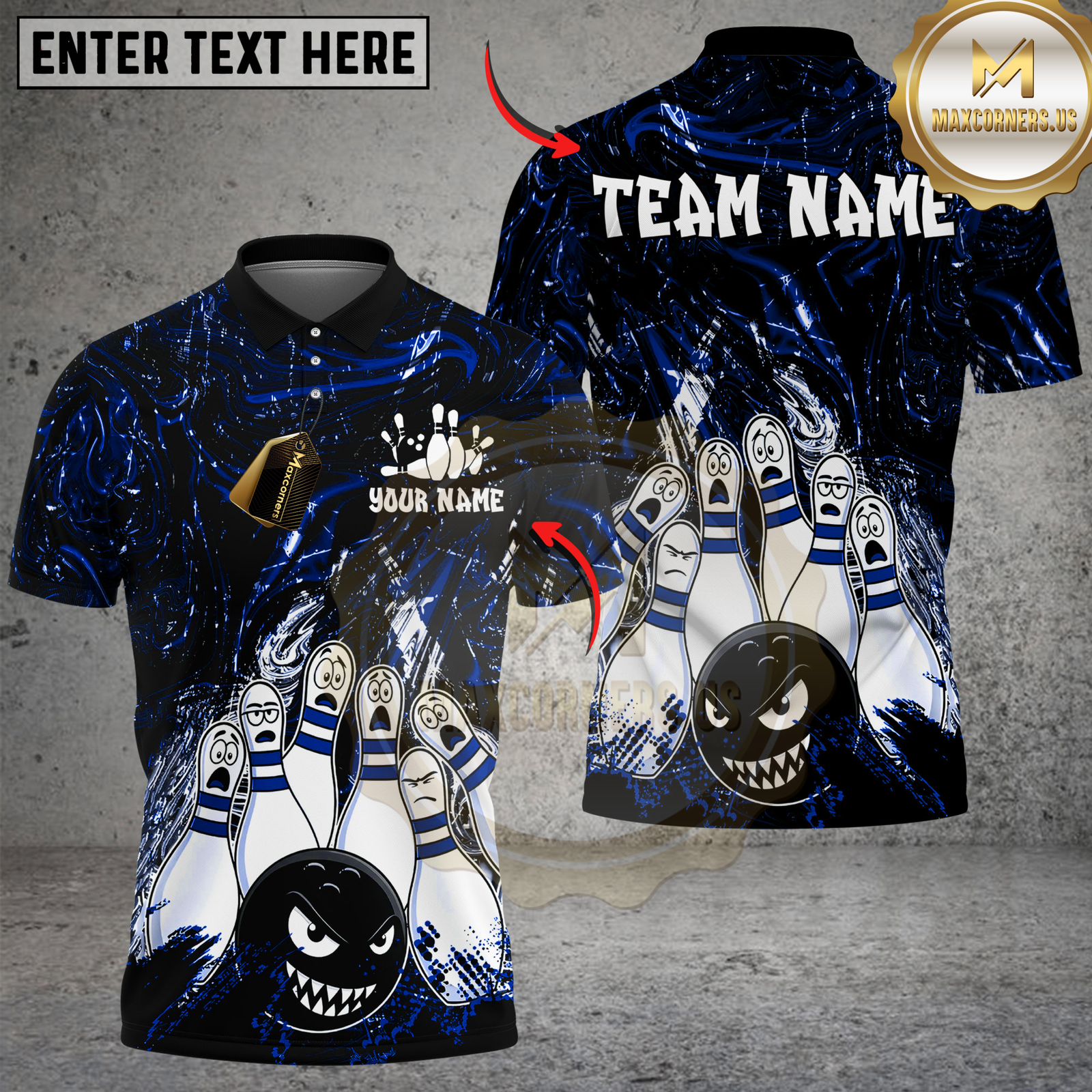 Blisscorners Bowling Angry Ball vs Screaming Pins Multicolor Customized Name, Team Name 3D Shirts