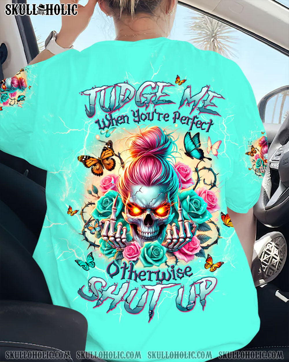 BLISSCORNERS I'M NOT THE SWEET GIRL NEXT DOOR MESSY BUN SKULL ALL OVER PRINT