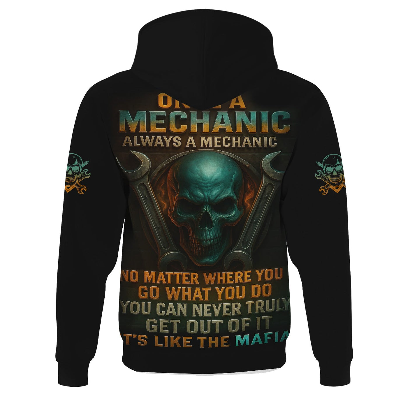 Blisscorners Personalized Mechanic Shirt, Once A Mechanic Always A Mechanic, Skull and Wrench Design, Gift For Men