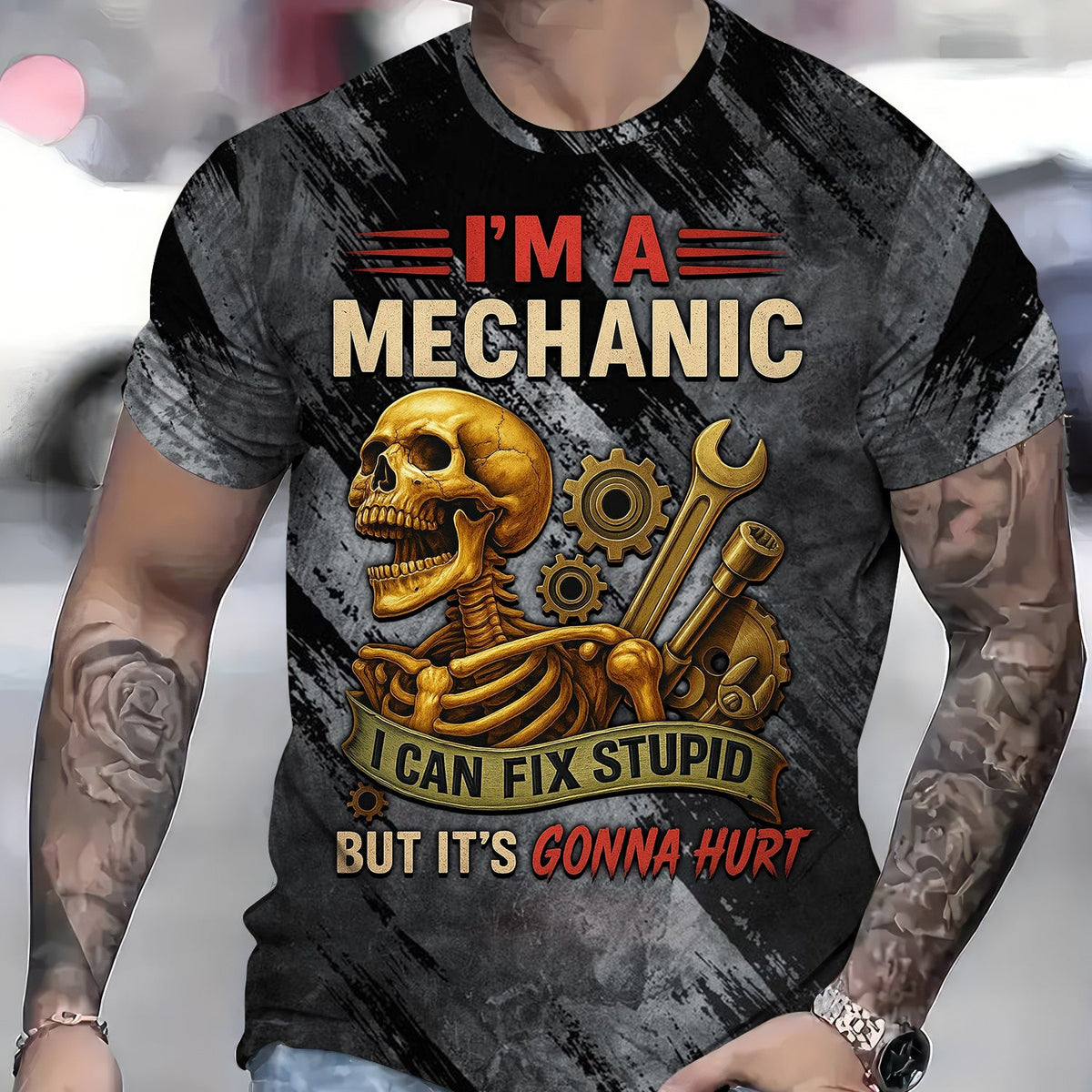 Blisscorners I'm A Mechanic I Can Fix Stupid Funny Printed Vintage Mechanic Unisex T Shirt