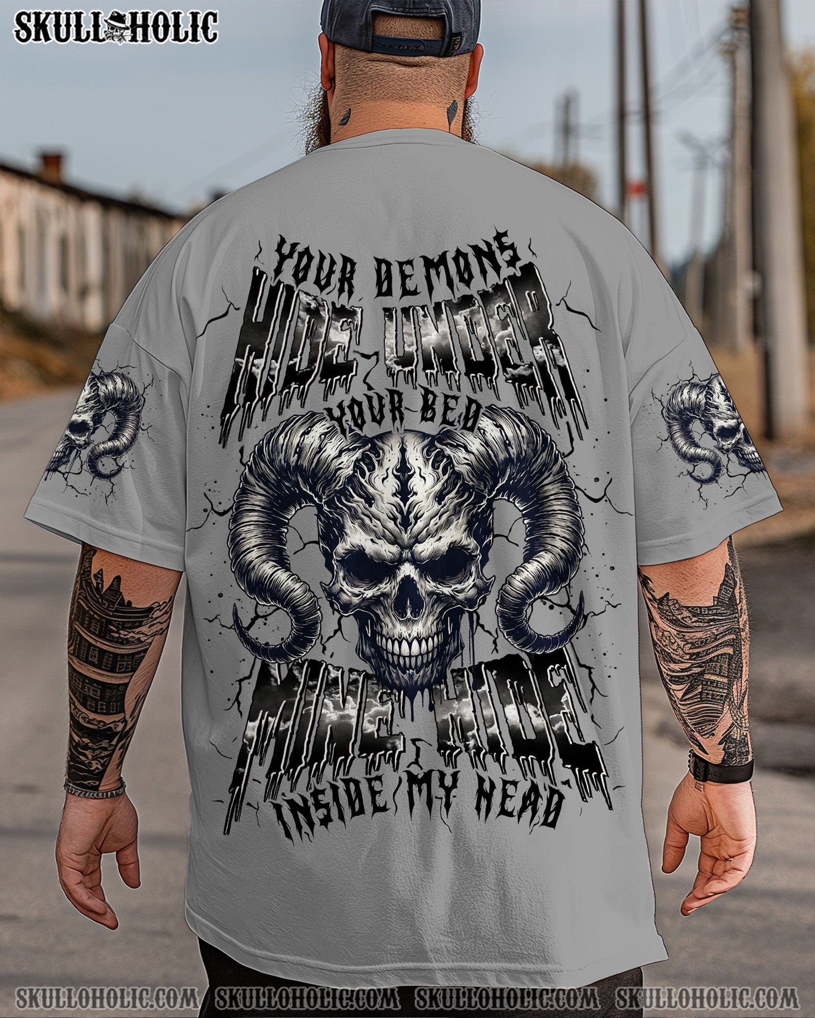 BLISSCORNERS YOUR DEMONS HIDE UNDER YOUR BED SKULL ALL OVER PRINT