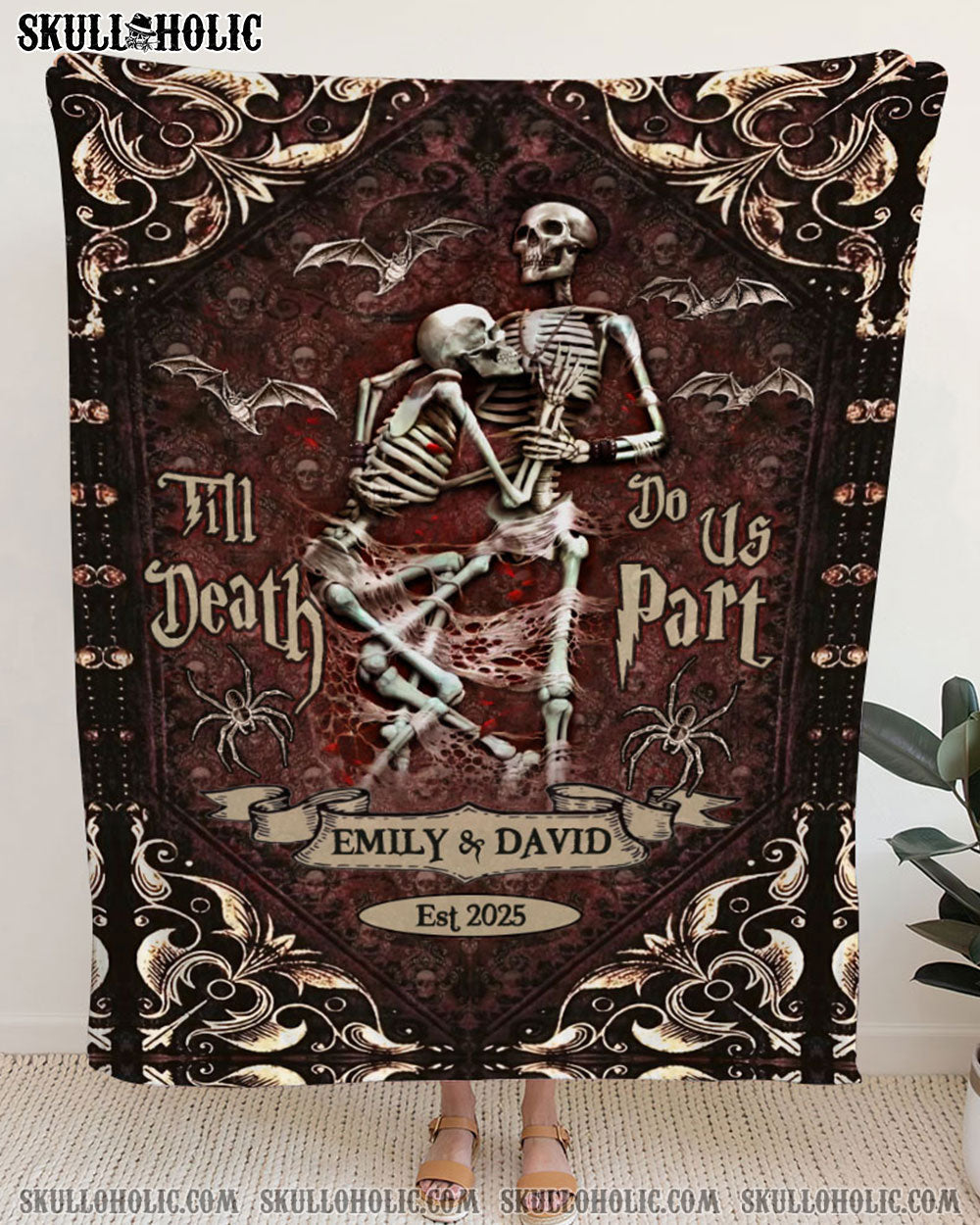 BLISSCORNERS PERSONALIZED TILL DEATH DO US PART COUPLE FLEECE BLANKET