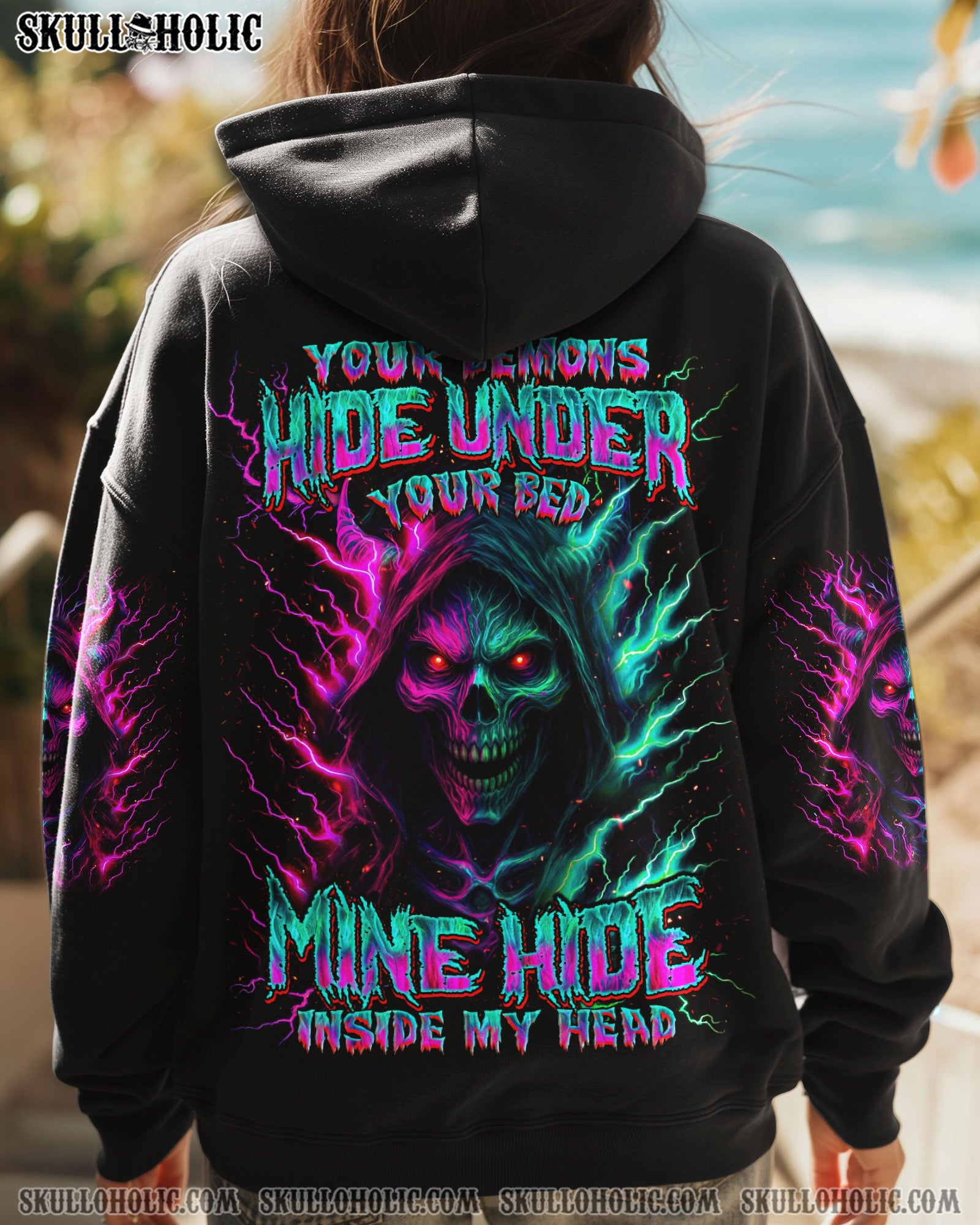 BLISSCORNERS YOUR DEMONS HIDE UNDER YOUR BED SKULL ALL OVER PRINT