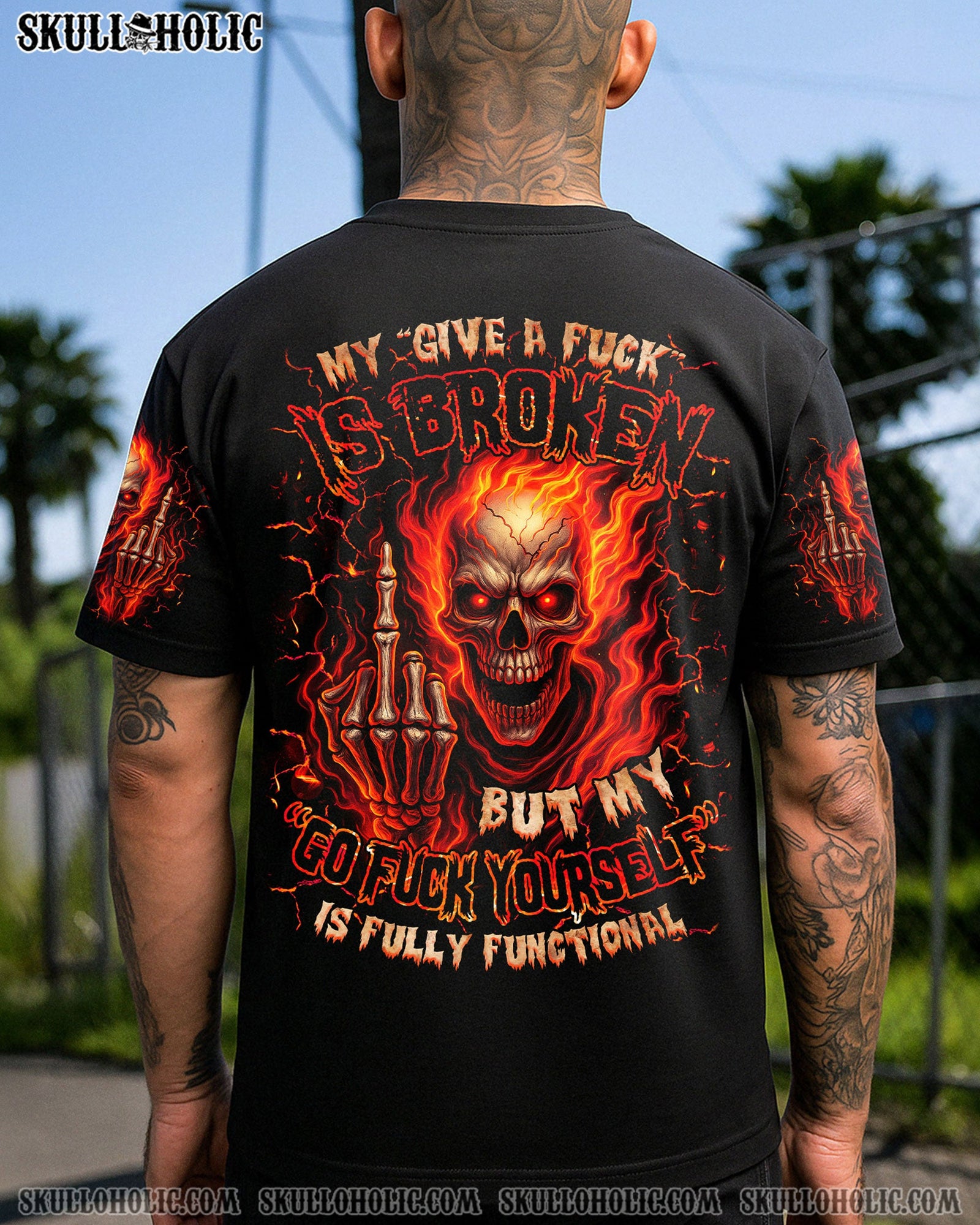 BLISSCORNERS MY GIVE A F IS BROKEN SKULL FIRE ALL OVER PRINT
