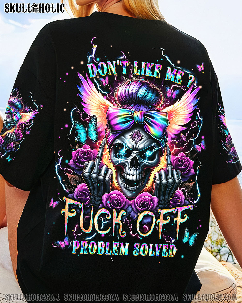 BLISSCORNERS I DON'T ALWAYS SHOW MY FEELINGS SKULL MESSY BUN ALL OVER PRINT
