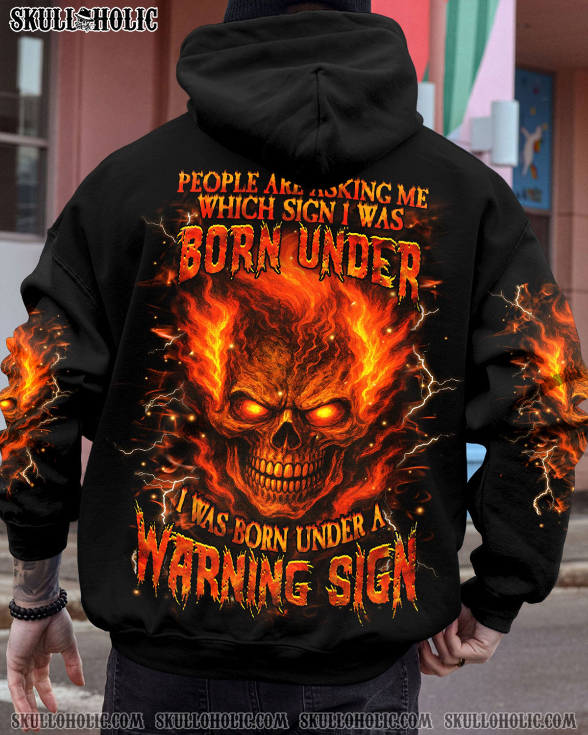 BLISSCORNERS I WAS BORN UNDER A WARNING SIGN ALL OVER PRINT
