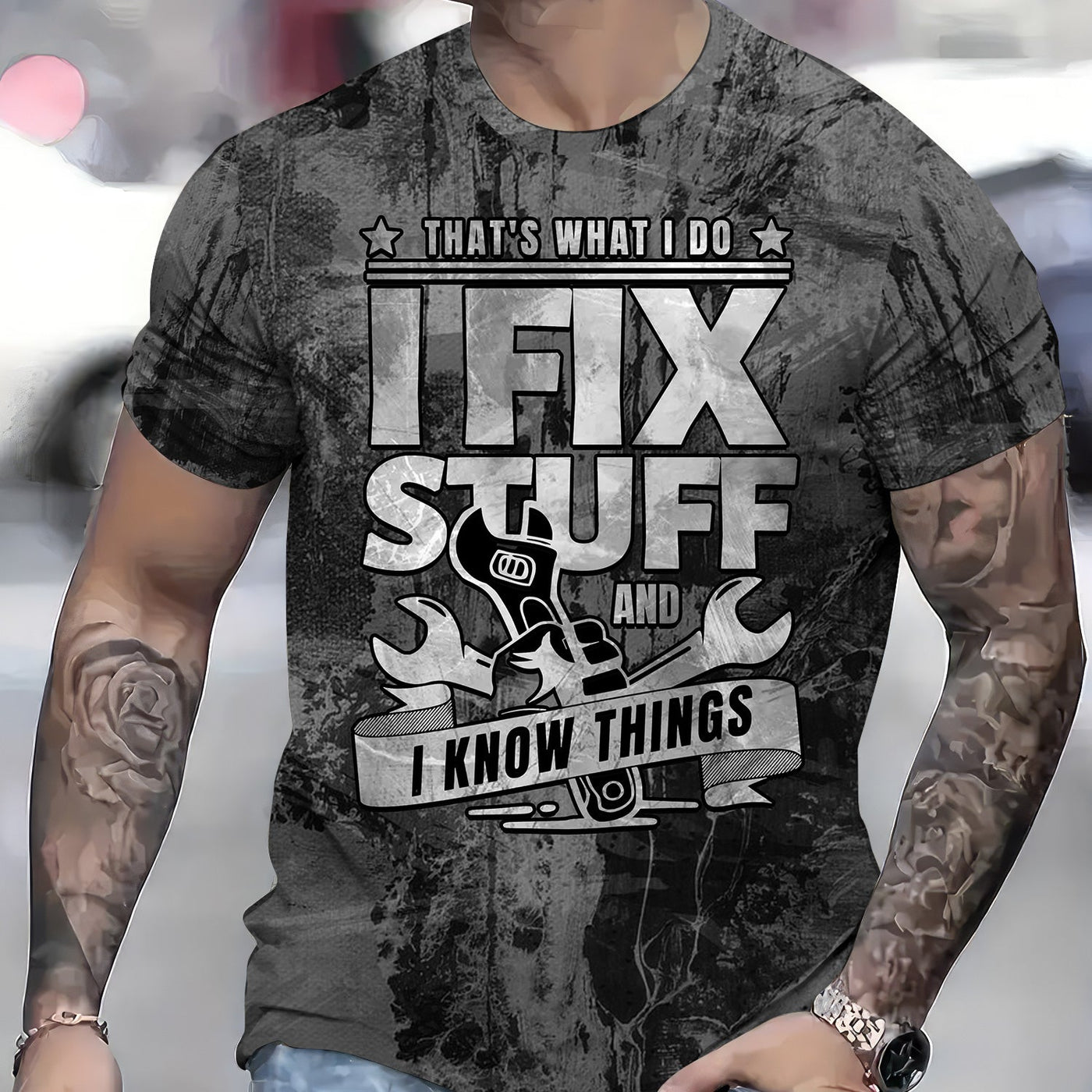 Blisscorners That's What I Do I Fix Stuff And I Know Things Shirt Funny Printed Vintage Mechanic Unisex T Shirt