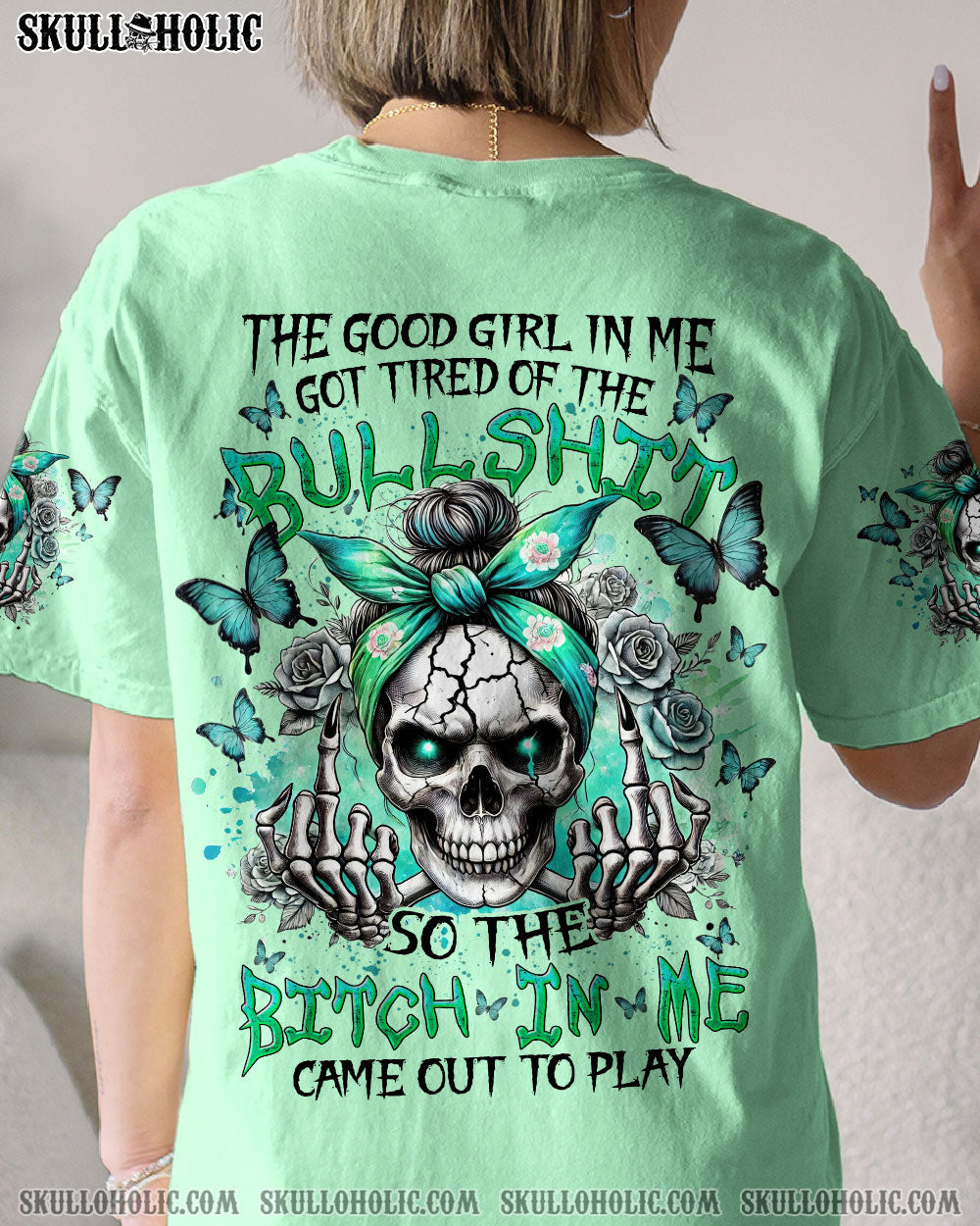 BLISSCORNERS I'M AN OLD WOMAN MESSY BUN SKULL TIE DYE ALL OVER PRINT