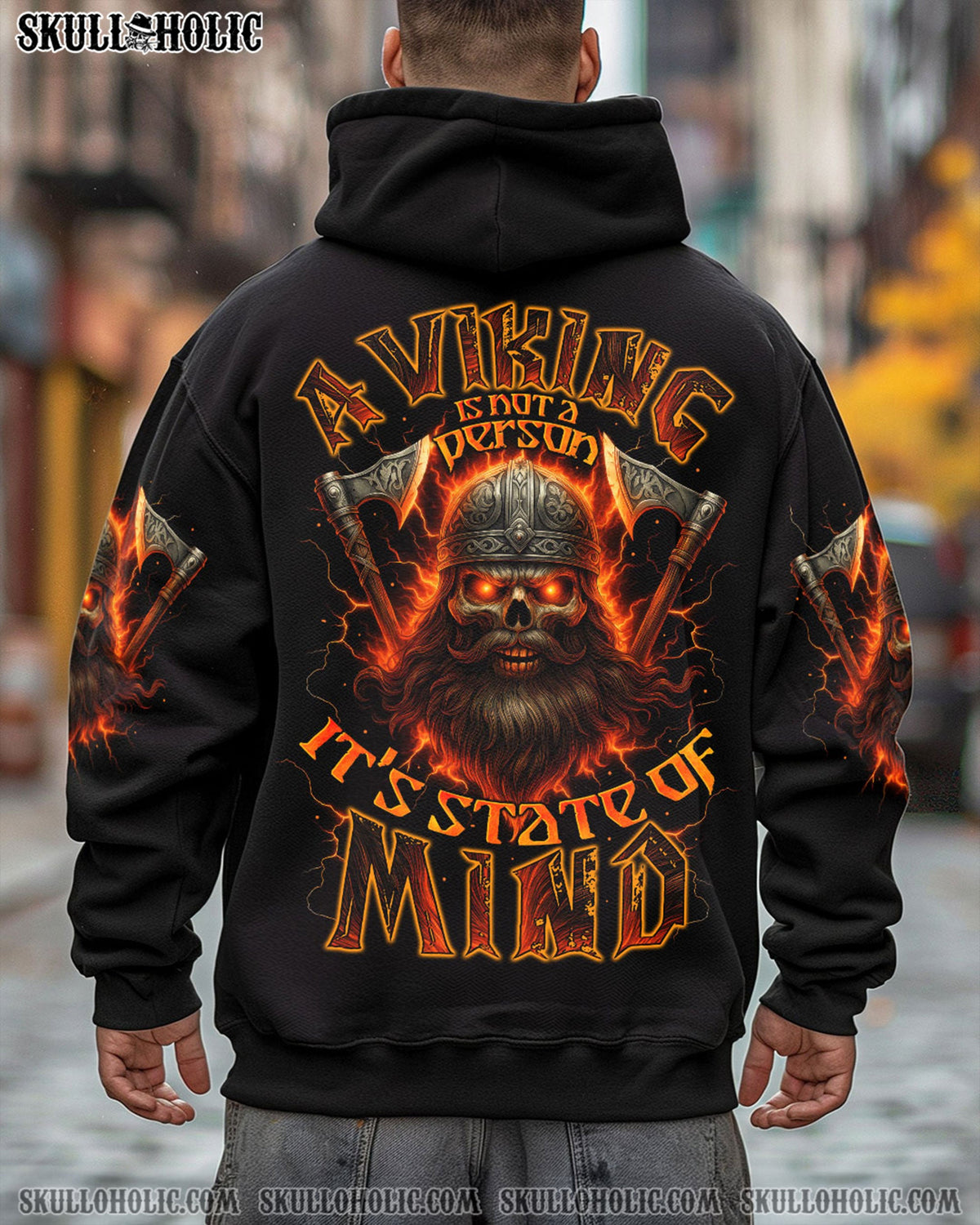 BLISSCORNERS IT'S A STATE OF MIND VIKING SKULL ALL OVER PRINT