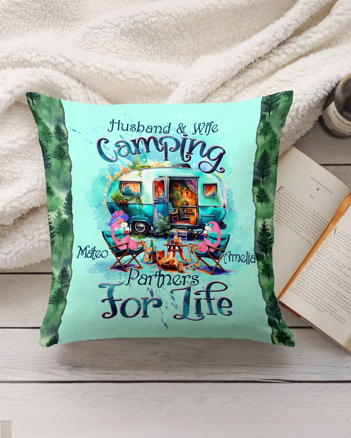BLISSCORNERS PERSONALIZED HUSBAND AND WIFE FLAMINGO   PILLOW