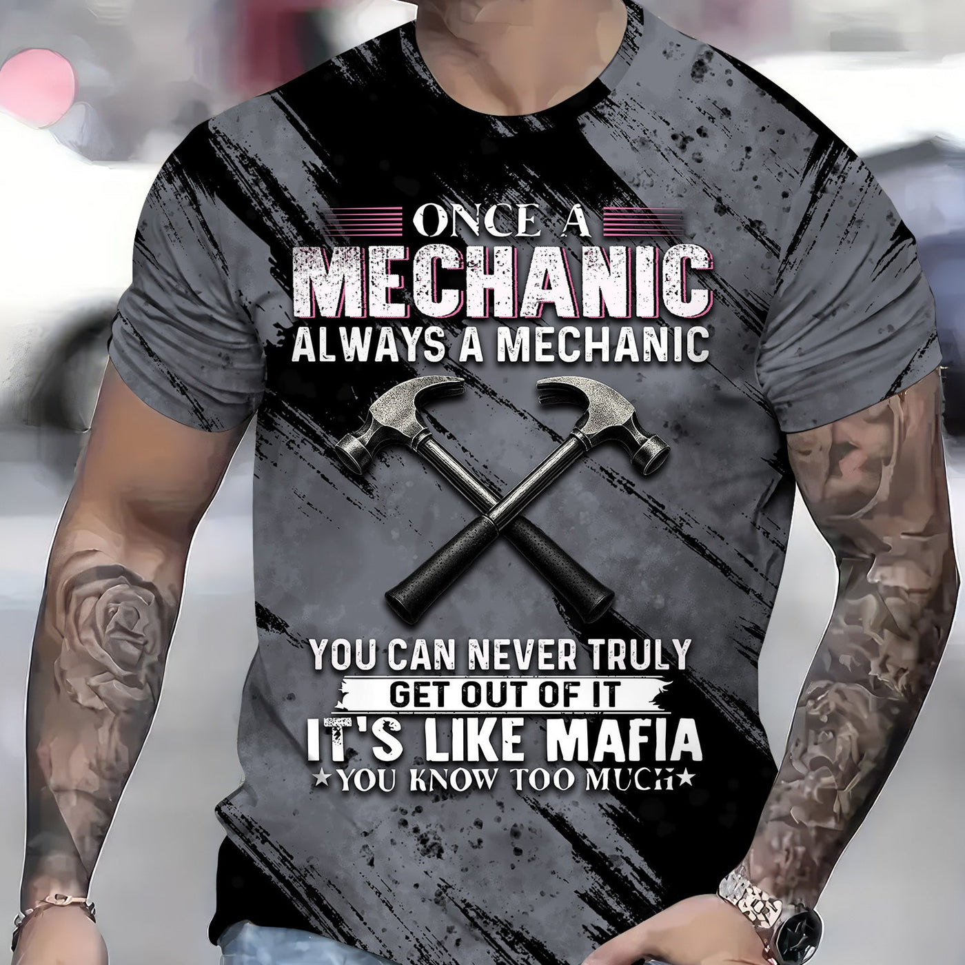 Blisscorners Once A Mechanic Always A Mechanic Shirt Funny Printed Vintage Mechanic Unisex T Shirt Hammer Design