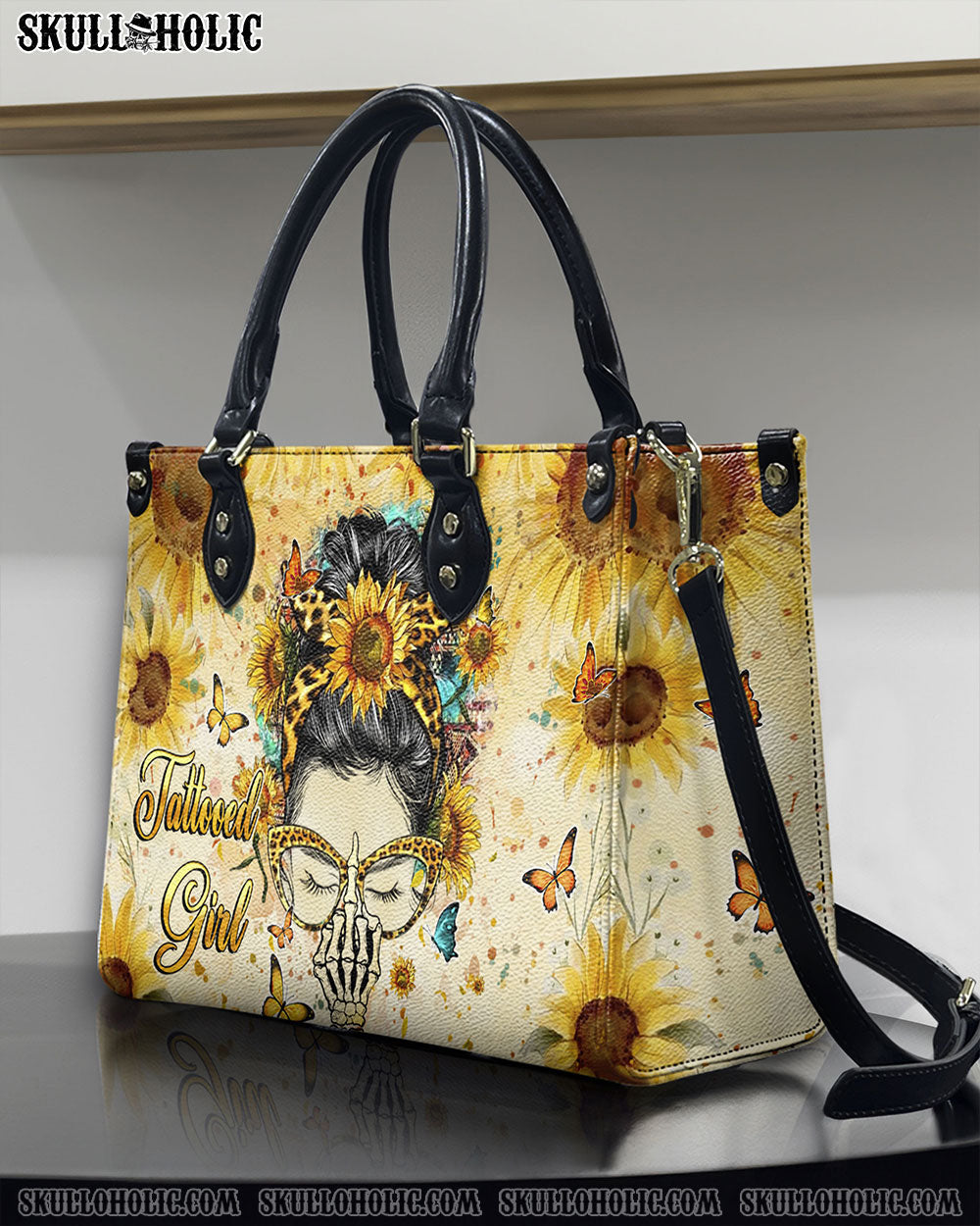 BLISSCORNERS TATTOOED GIRL LEATHER HANDBAG