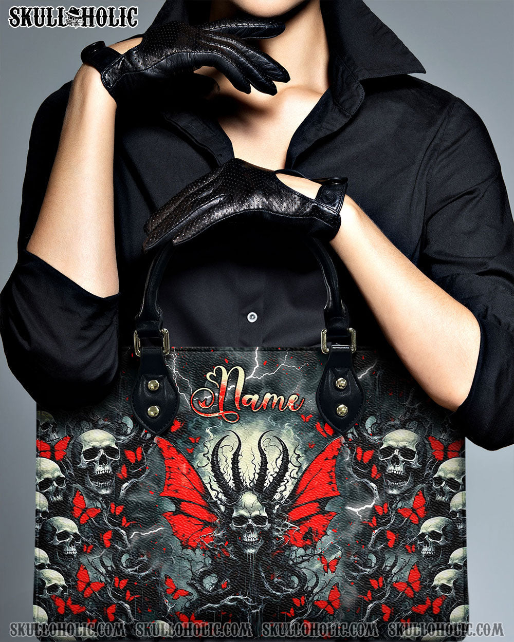 BLISSCORNERS DEMON FAIRY SKULL LEATHER HANDBAG