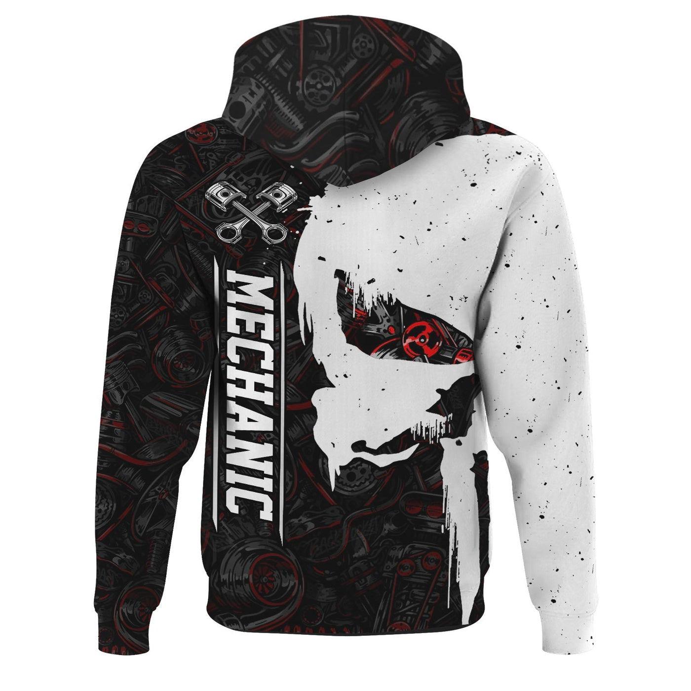 Blisscorners Personalized Mechanic Skull Shirt, Unique Gear Design, Gift for Mechanics & Motorheads, Funny Skull Shirt