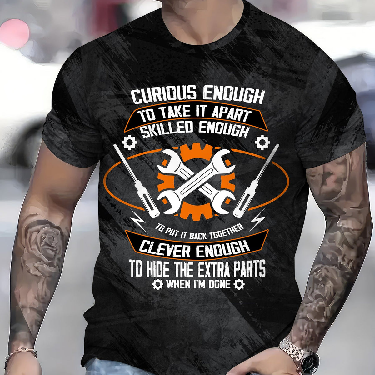 Blisscorners Funny Mechanic Shirt, Curious Enough to Take It Apart, Skilled to Rebuild &amp; Clever to Hide Extra Parts, Perfect Gift for Engineers