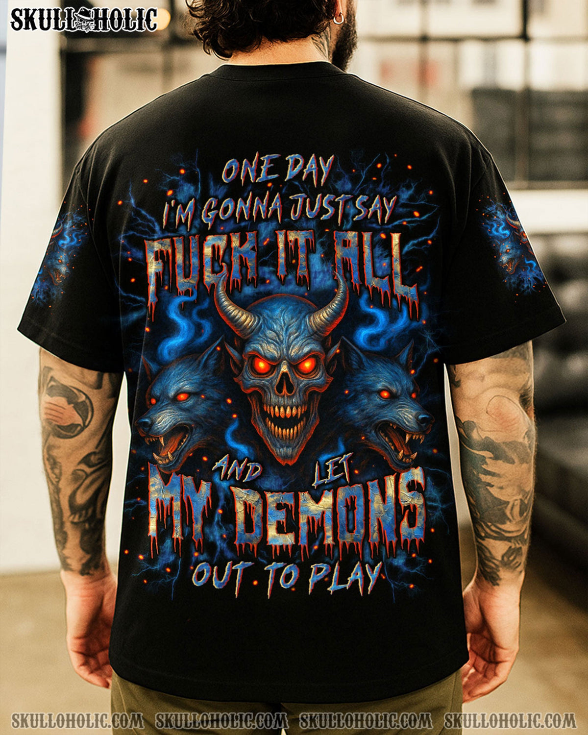 BLISSCORNERS ONE DAY I'M GONNA JUST SAY SKULL WOLF ALL OVER PRINT