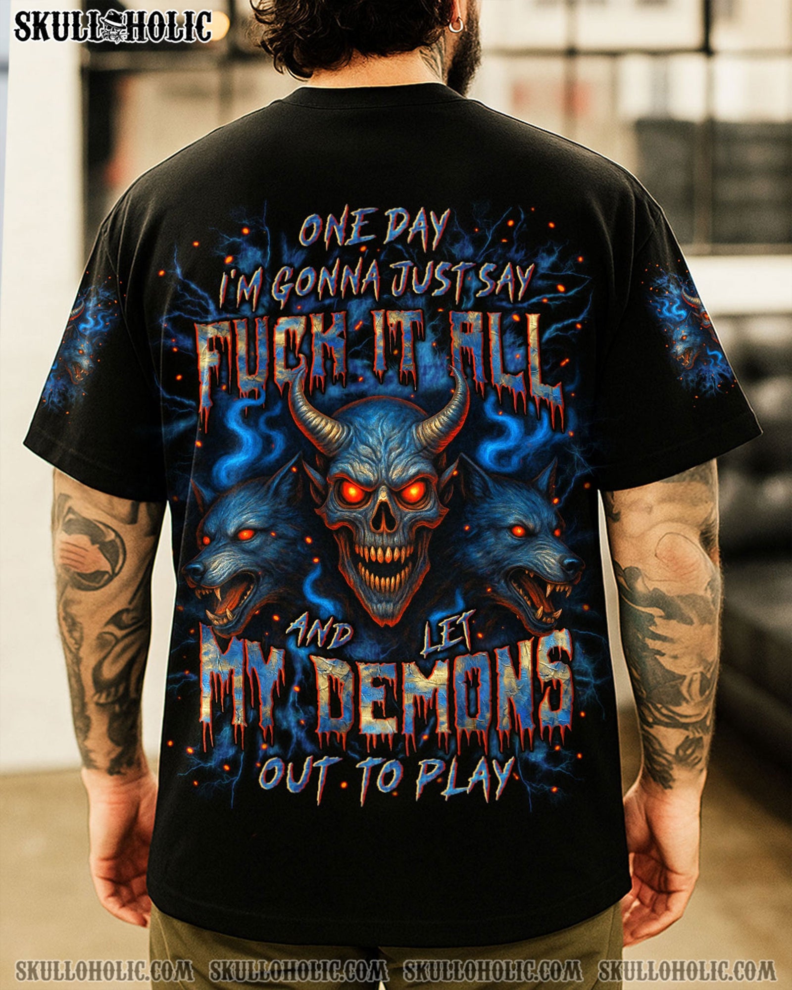 BLISSCORNERS ONE DAY I'M GONNA JUST SAY SKULL WOLF ALL OVER PRINT