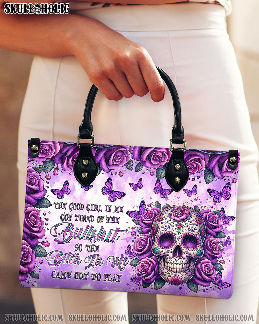 BLISSCORNERS SUGAR SKULL ROSE LEATHER HANDBAG
