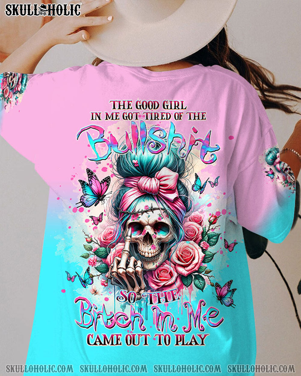 BLISSCORNERS THE GOOD GIRL IN ME MESSY BUN ALL OVER PRINT