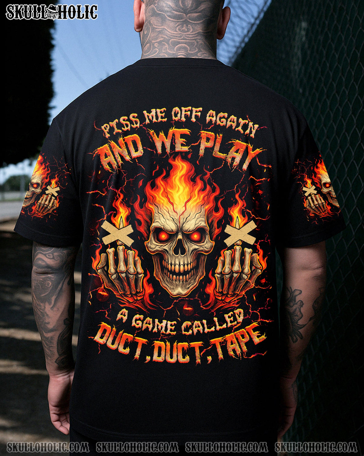 BLISSCORNERS PISS ME OFF AGAIN FIRE SKULL ALL OVER PRINT