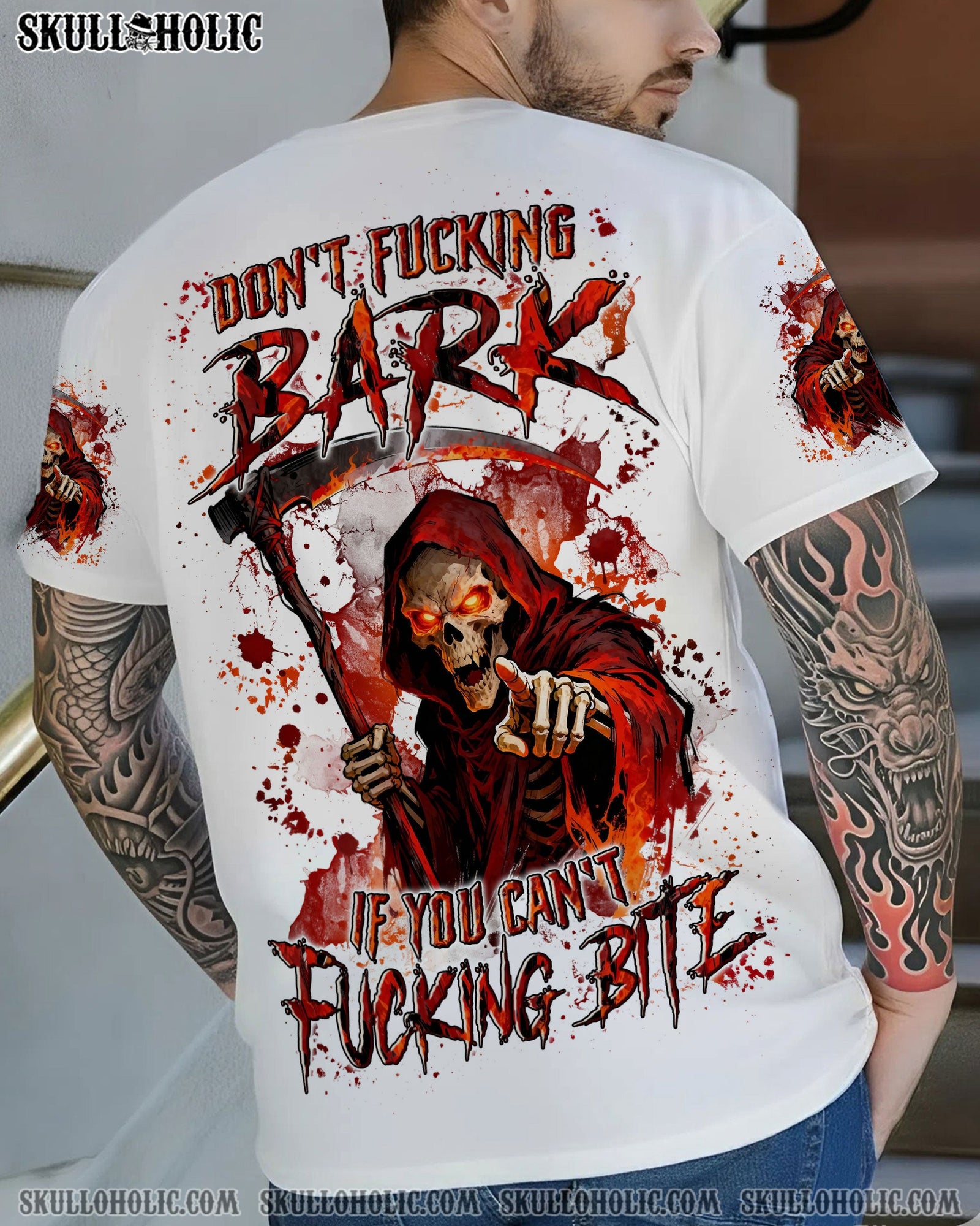 BLISSCORNERS DON’T F BARK SKULL REAPER ALL OVER PRINT