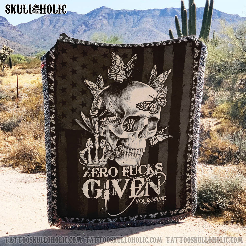 BLISSCORNERS PERSONALIZED SKULL BUTTERFLY DEMON DARK WOVEN & FLEECE BLANKET