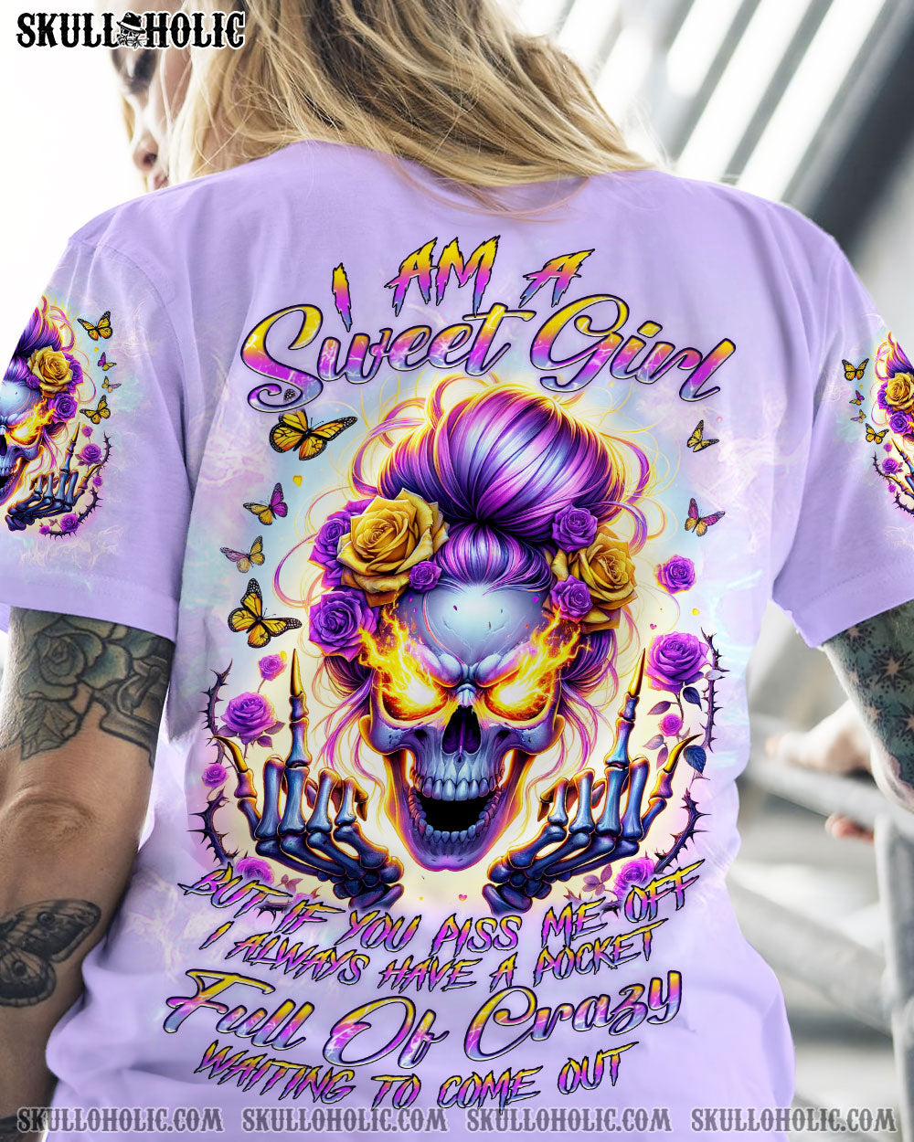 BLISSCORNERS WHO IS GOING TO STOP ME MESSY BUN SKULL TIE DYE ALL OVER PRINT