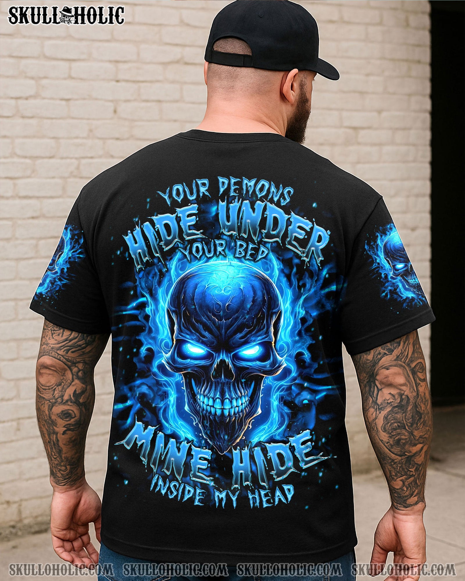 BLISSCORNERS YOUR DEMONS HIDE UNDER YOUR BED SKULL ALL OVER PRINT